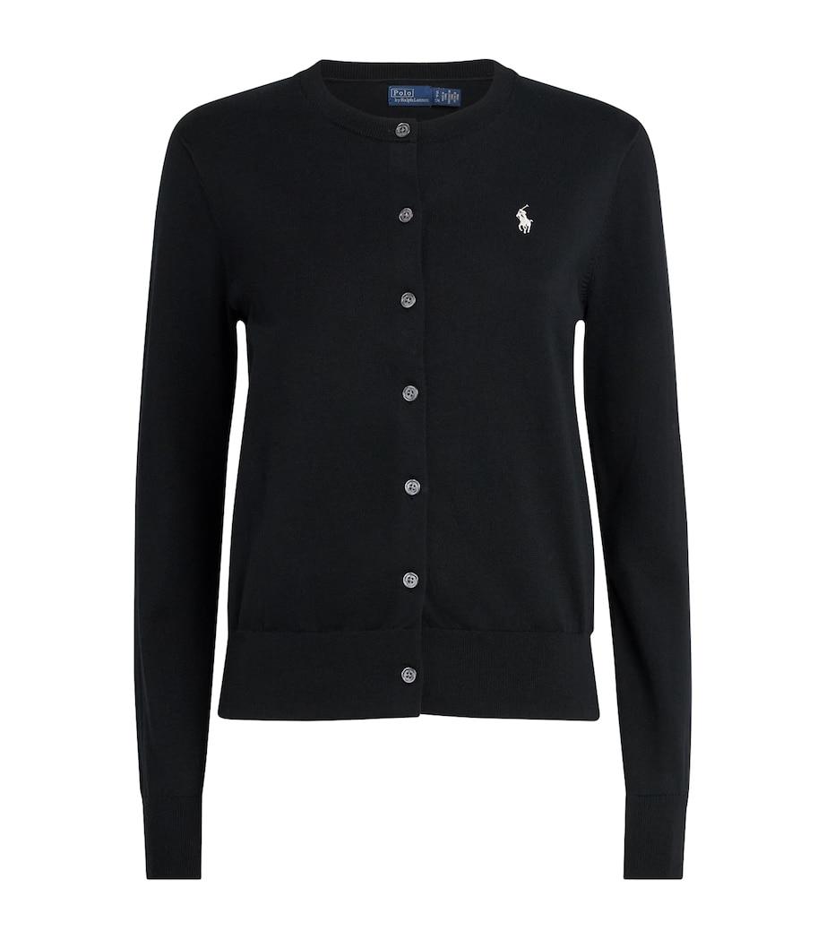 Polo Ralph Lauren Womens Cotton Ribbed Cardigan Polo Black Image 1