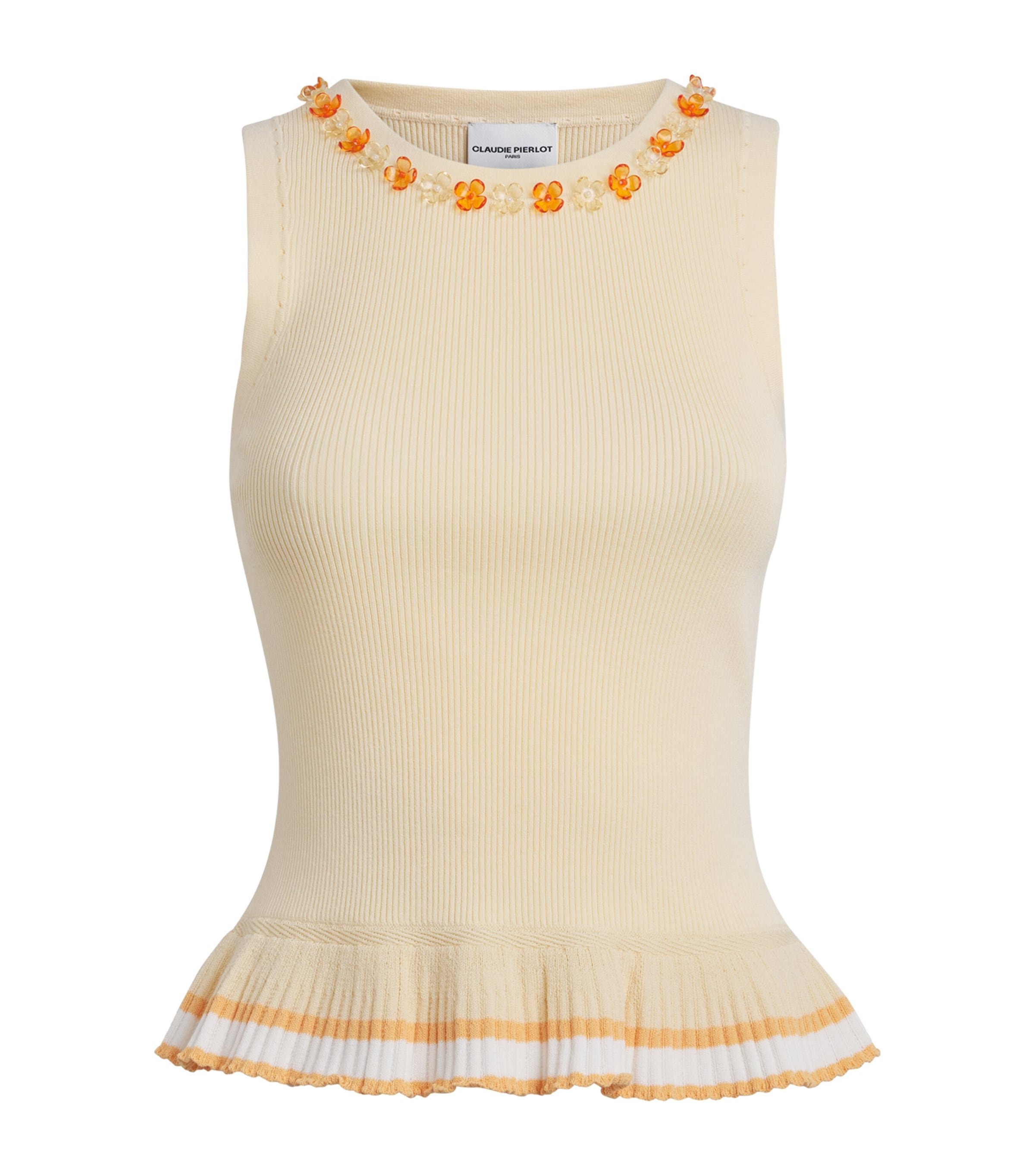 Claudie Pierlot Womens Embellished Tank Top Vanilla Image 1