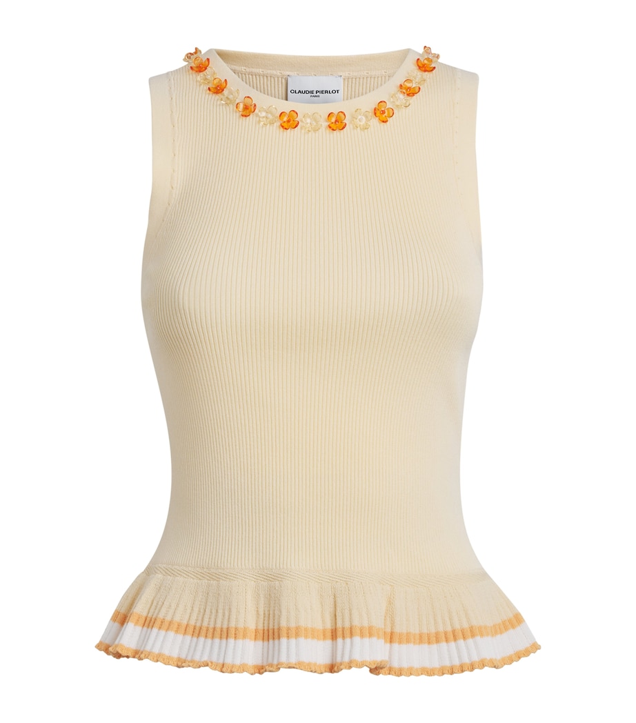 Claudie Pierlot Womens Embellished Tank Top Vanilla Image 1