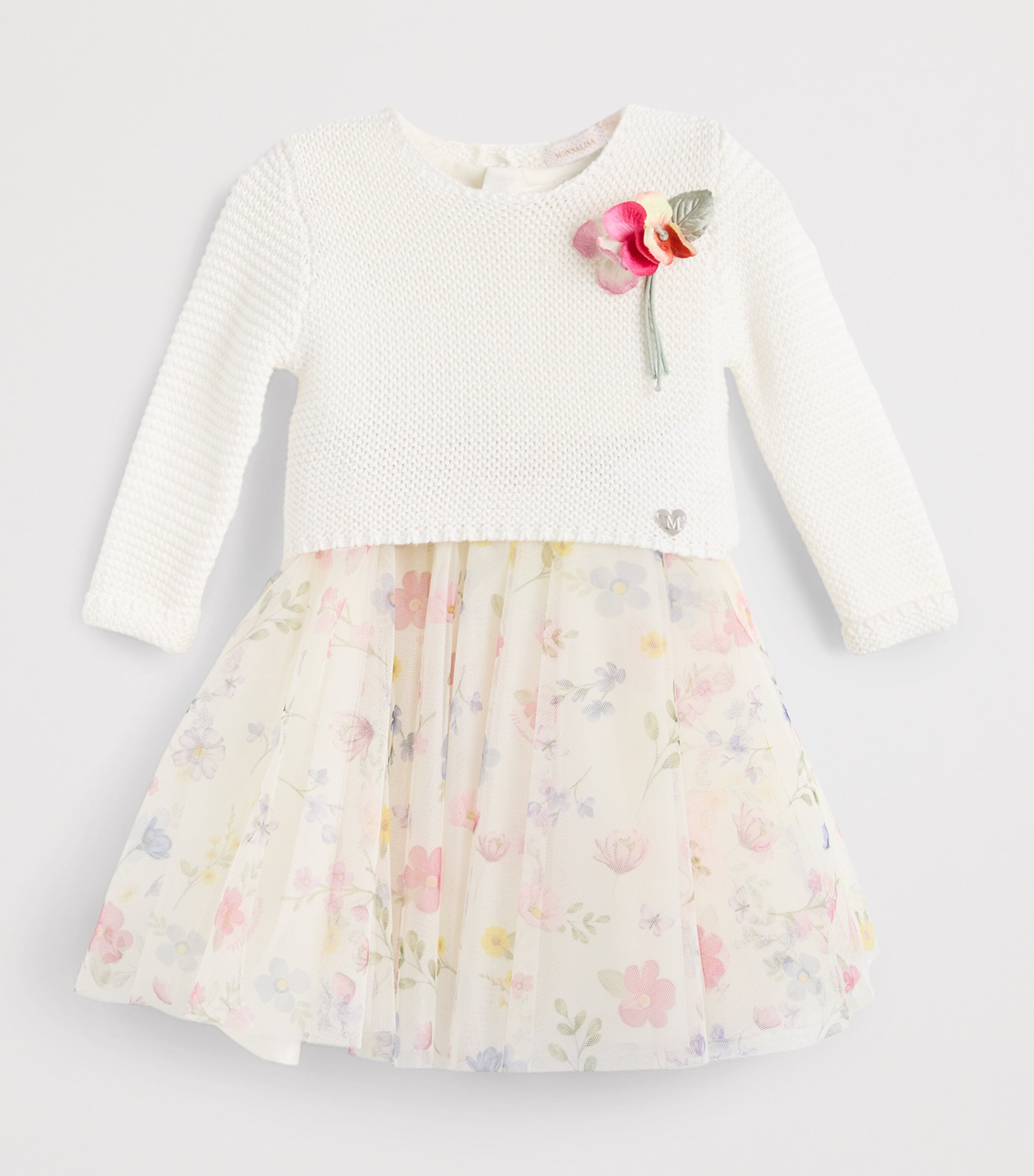 Monnalisa Cotton Sweater and Dress Set (9 Months – 6 Years) Gardenia Image 3