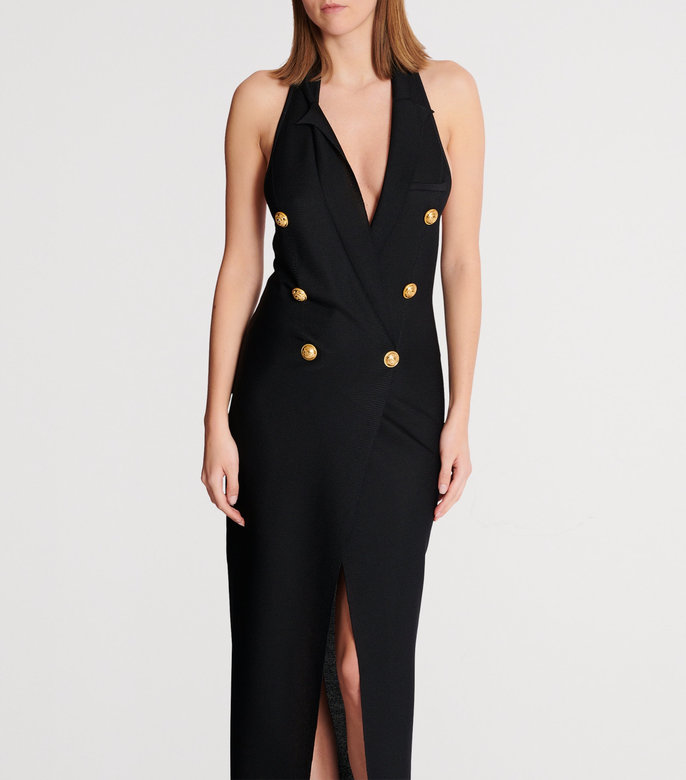 Double-Breasted Halterneck Maxi Dress 0PA NOIR Image 3