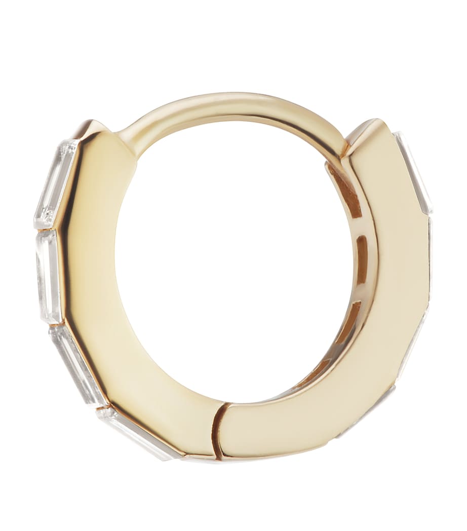 Yellow Gold Invisible Set Baguette Diamond Eternity Hoop Earring (6.5mm) YELLOW GOLD Image 4