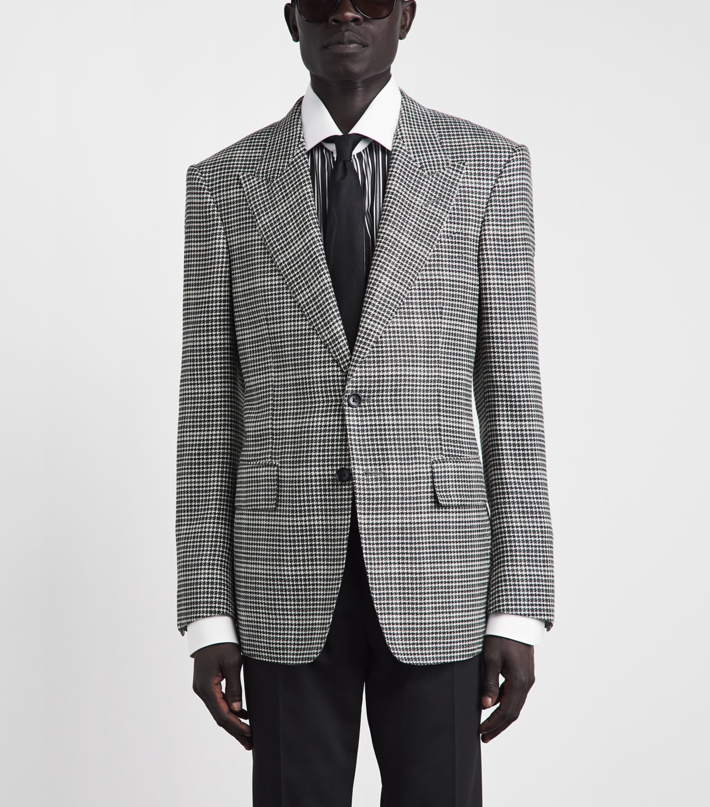 TOM FORD Mens Wool-Blend Houndstooth Shelton Blazer Nwa Image 4