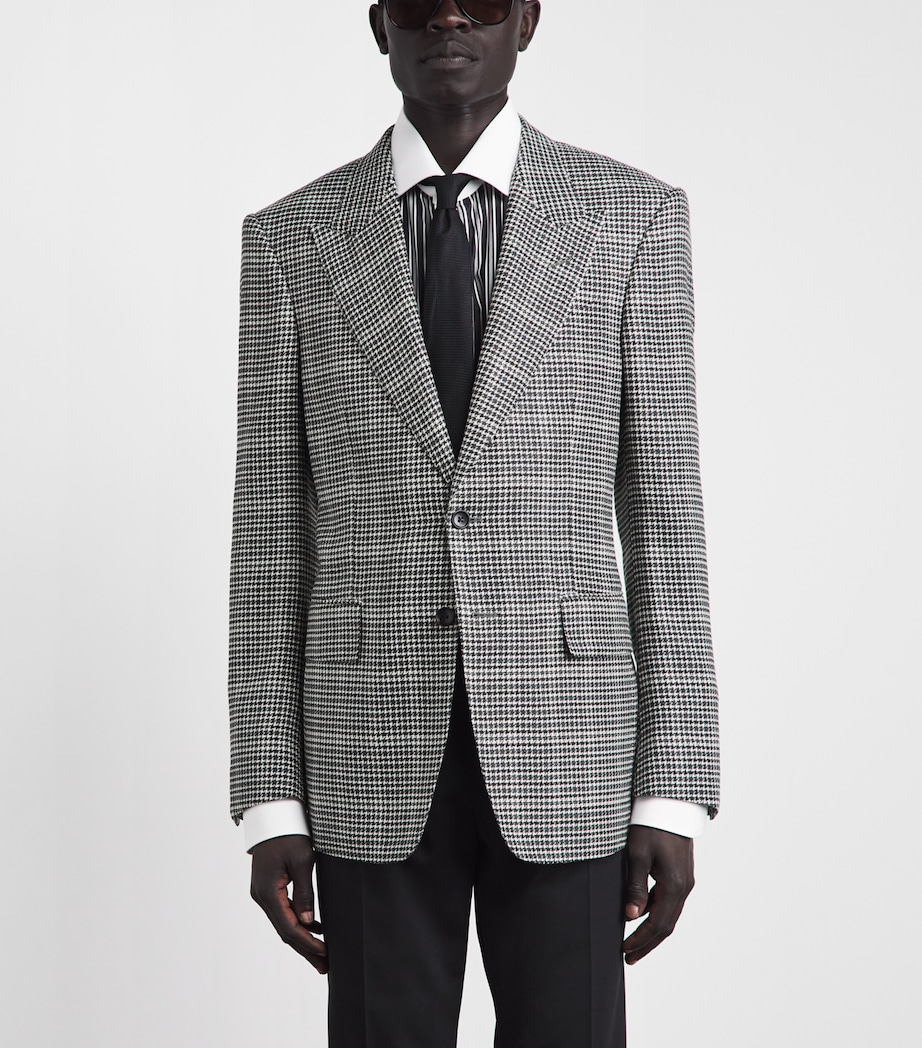 TOM FORD Mens Wool-Blend Houndstooth Shelton Blazer Nwa Image 4