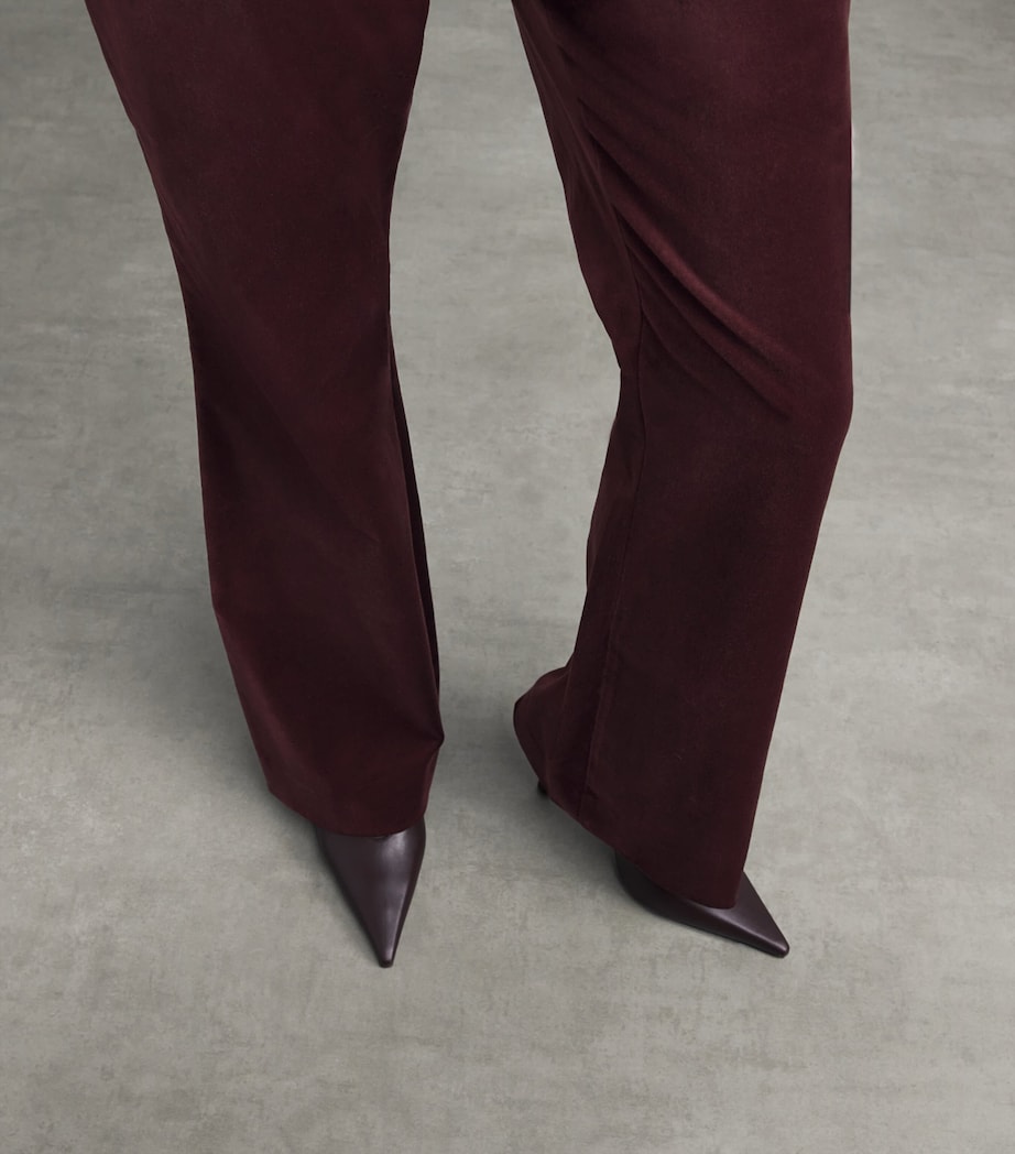 Veronica Beard Womens Velvet Flair Gracie Trousers Burgundy Image 3