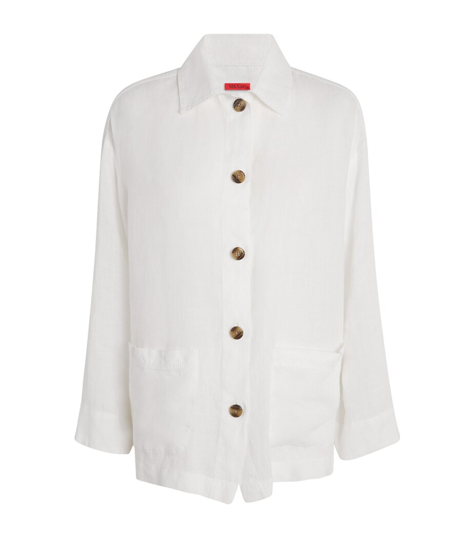 MAX&Co. Womens Linen Overshirt Optical White Image 1