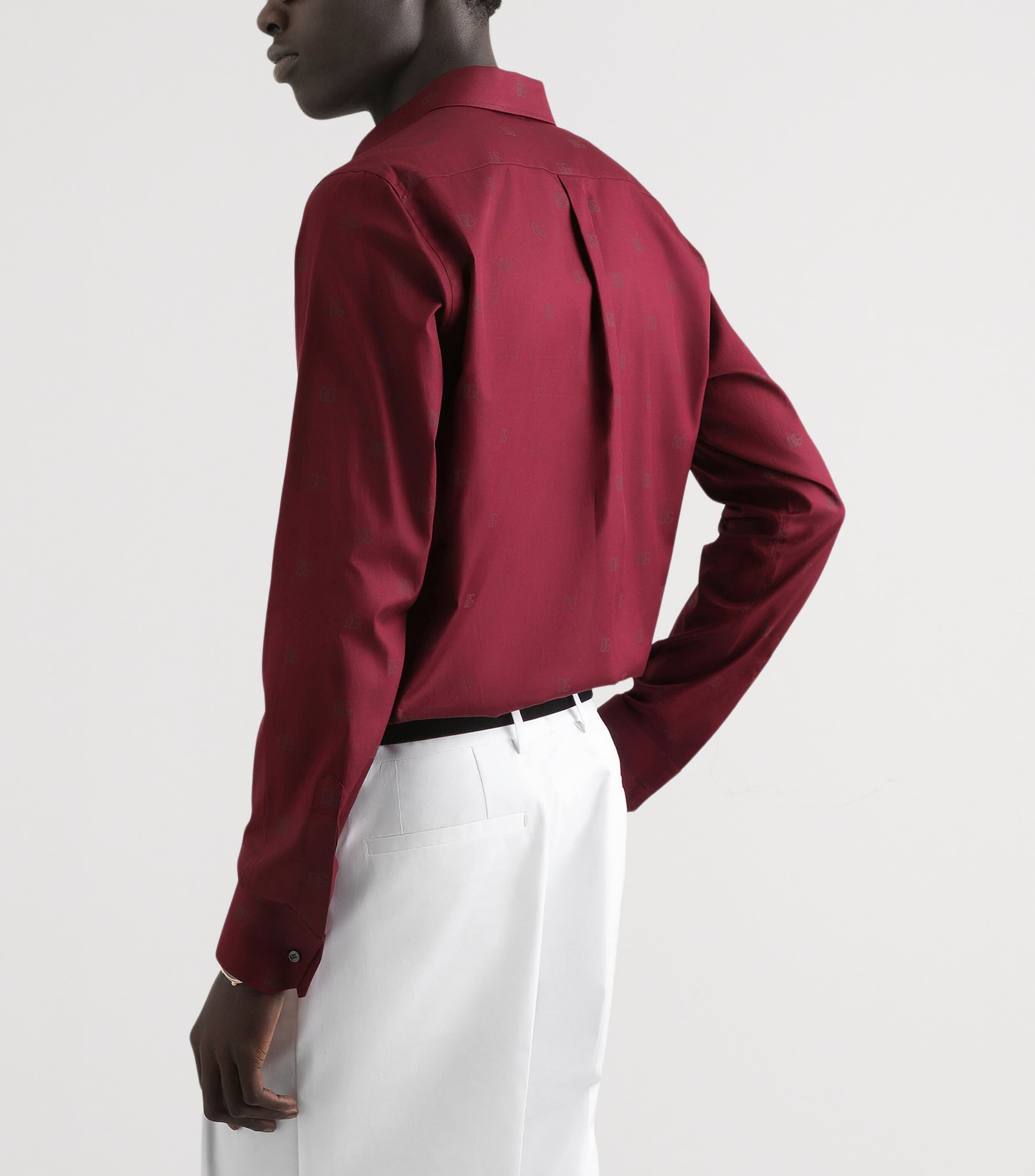 Dolce&Gabbana Mens Cotton Poplin Logo Print Martini Shirt Dg F.bordeaux Image 5