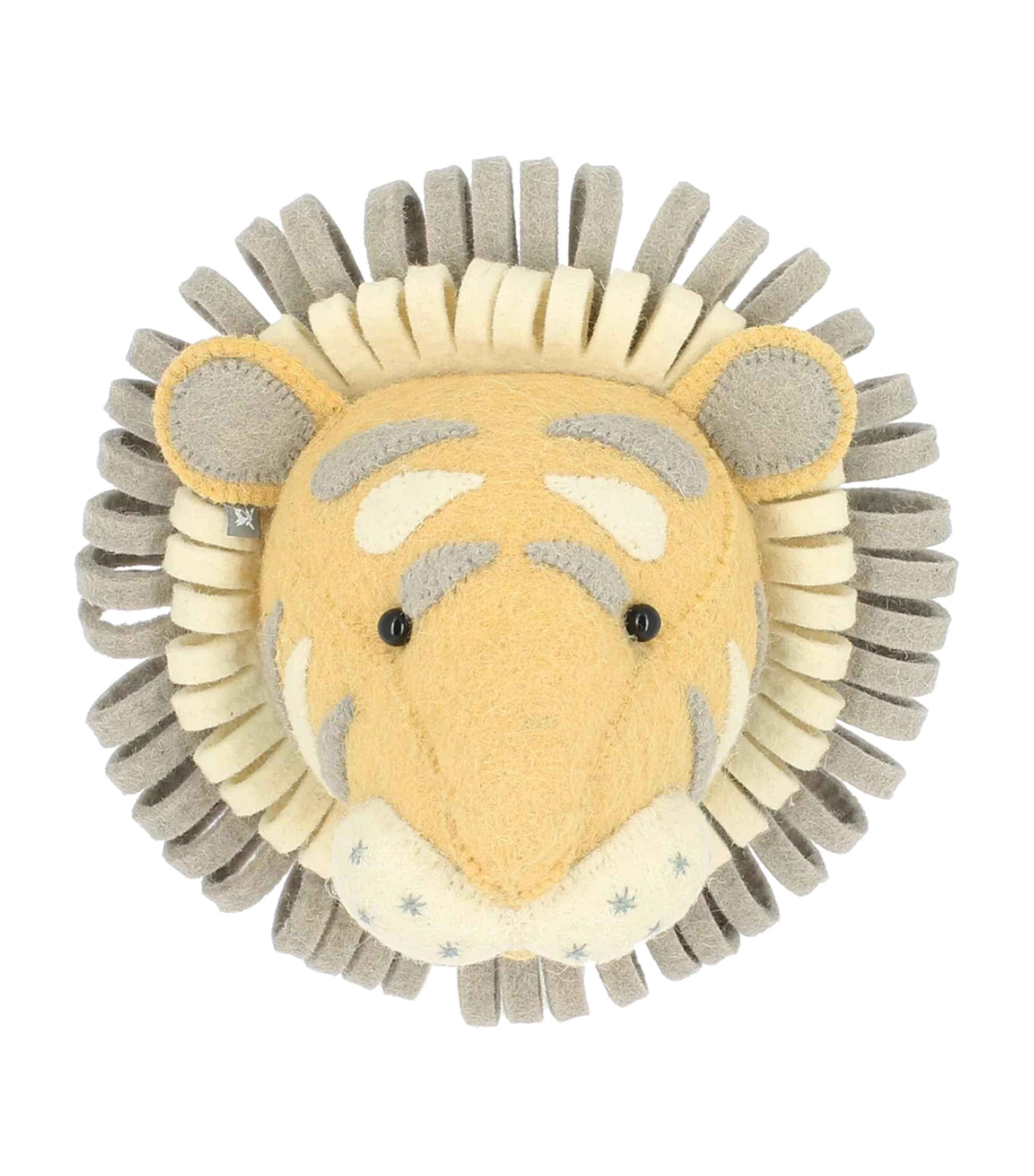 Mini Organic Wool Tiger Head Decoration (25cm) YELLOW Image 1