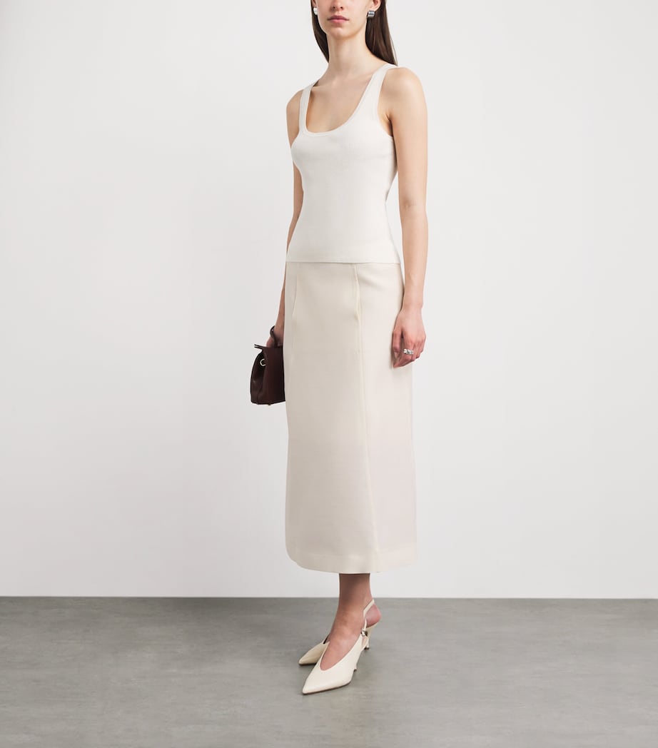 BITE Studios Womens Sharp A-Line Midi Skirt Off White Image 2
