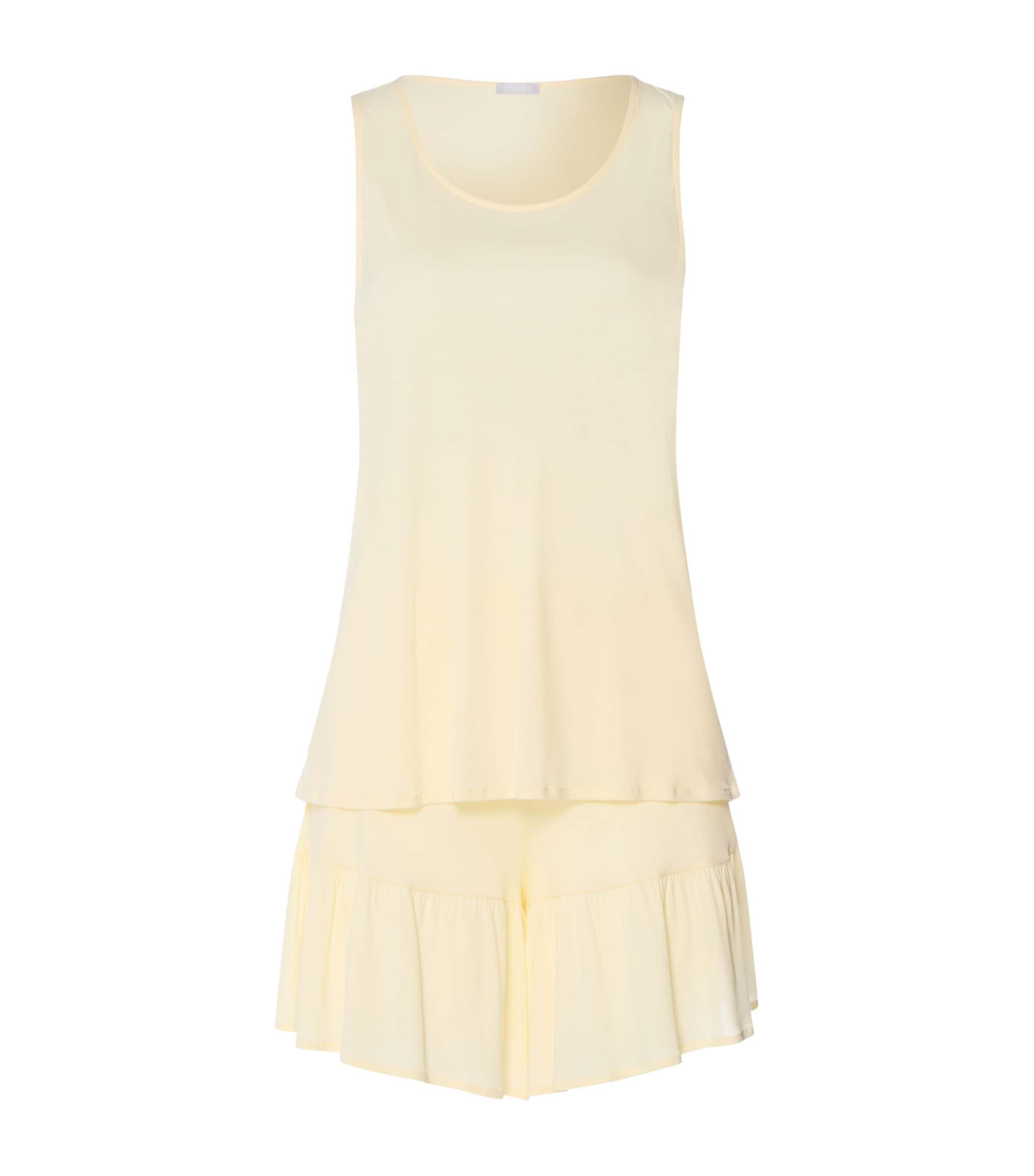 Hanro Womens Ruffle-Trim Isabella Pyjama Set Lemon Cake Image 1