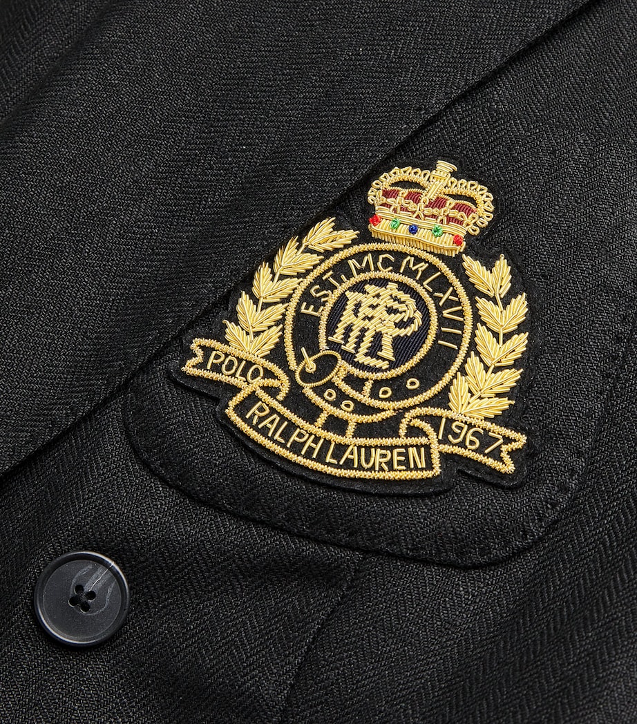 Linen Woven Crest Sport Jacket BLACK HERRINGBONE Image 5