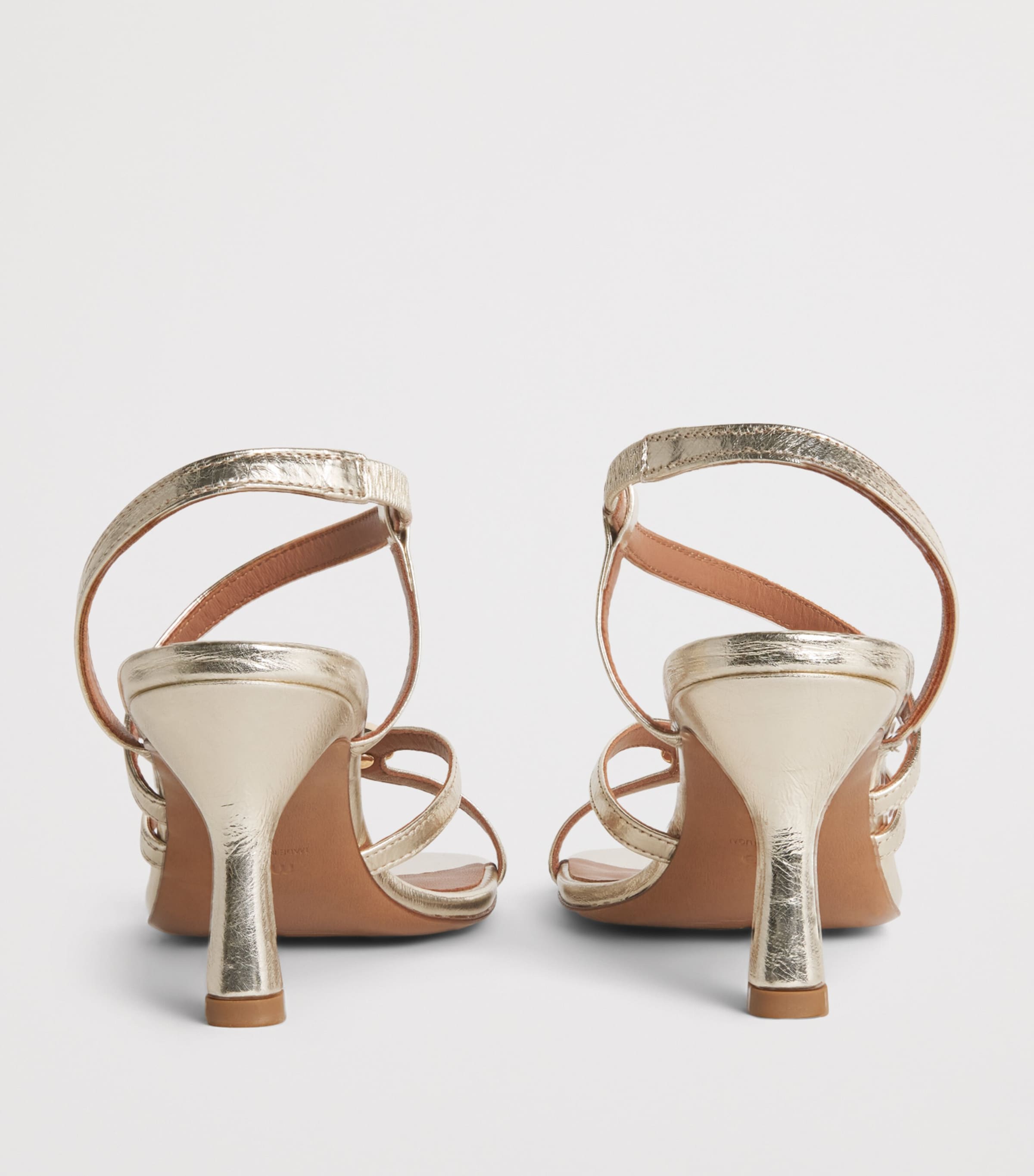 Maje Metallic Leather Heeled Sandals 70 Light Gold Image 5