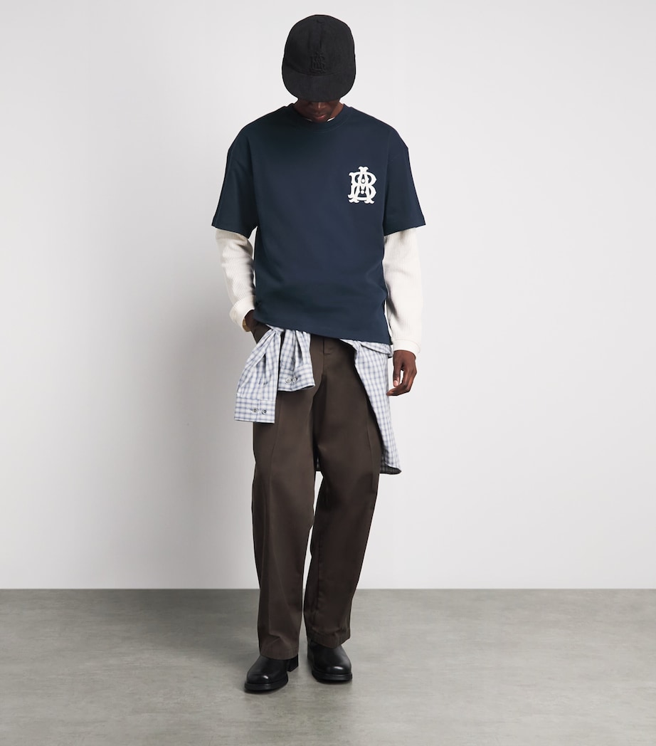 about:blank Mens Oversized Monogram T-Shirt Navy/ecru Image 2