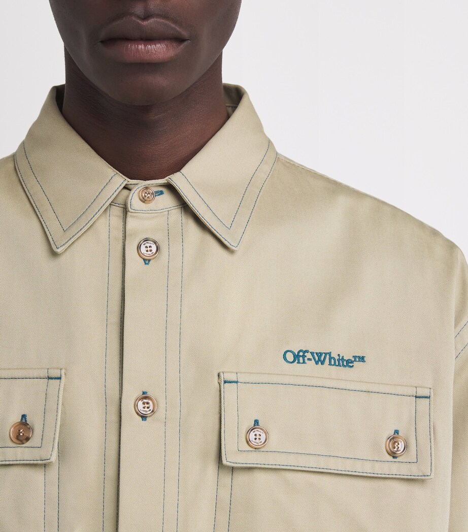 Off-White Mens Cotton Twin-Pocket Overshirt Bison Cr�me Image 6