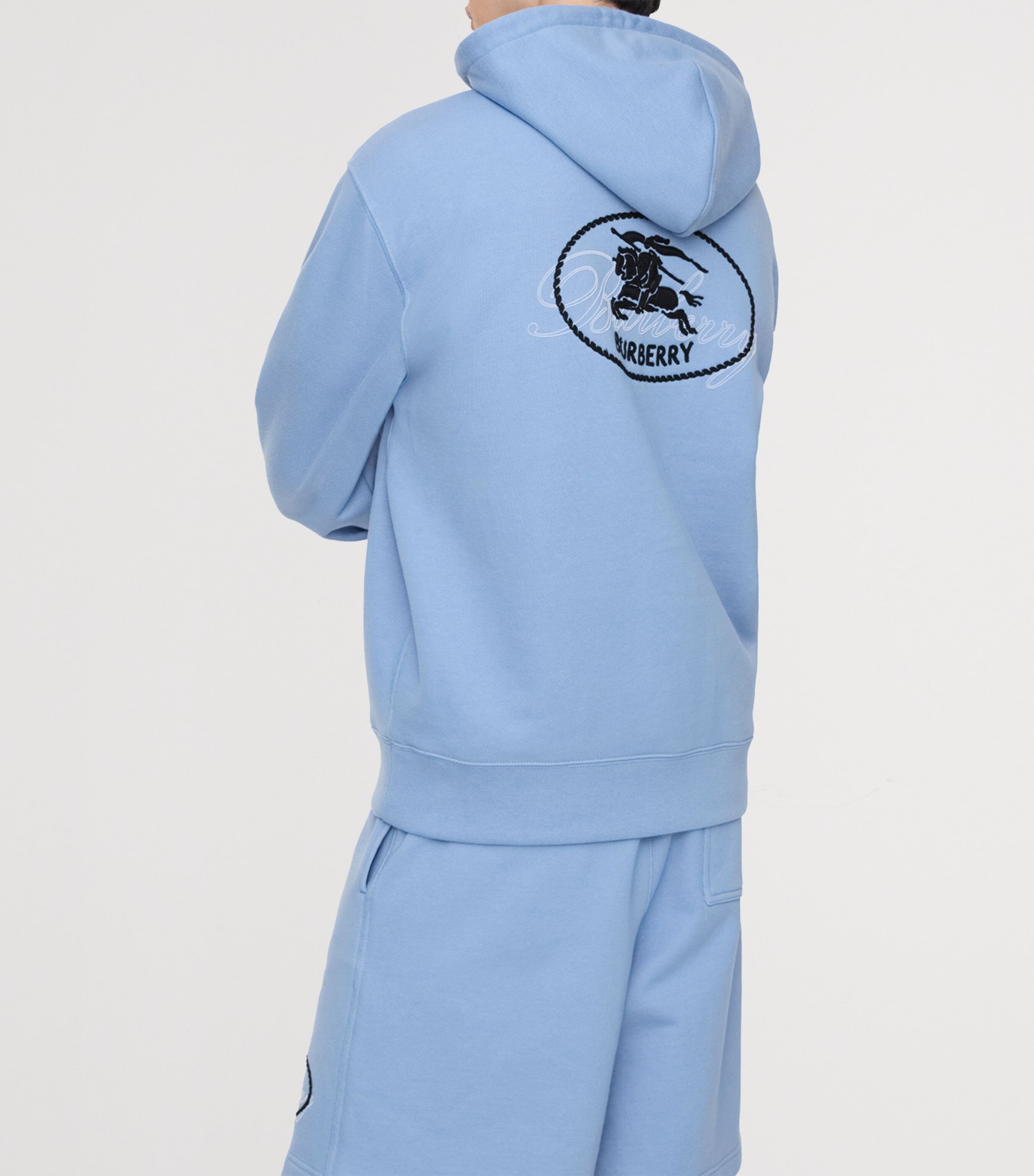 Burberry Mens EKD Stamp Hoodie Cornflower Blue Image 3