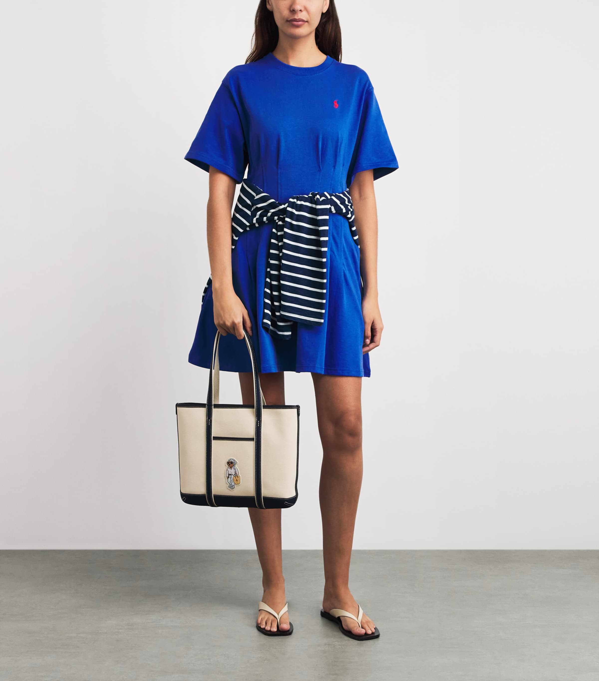 Polo Ralph Lauren Womens Cotton Shaped Mini T-Shirt Dress Gala Blue Image 2