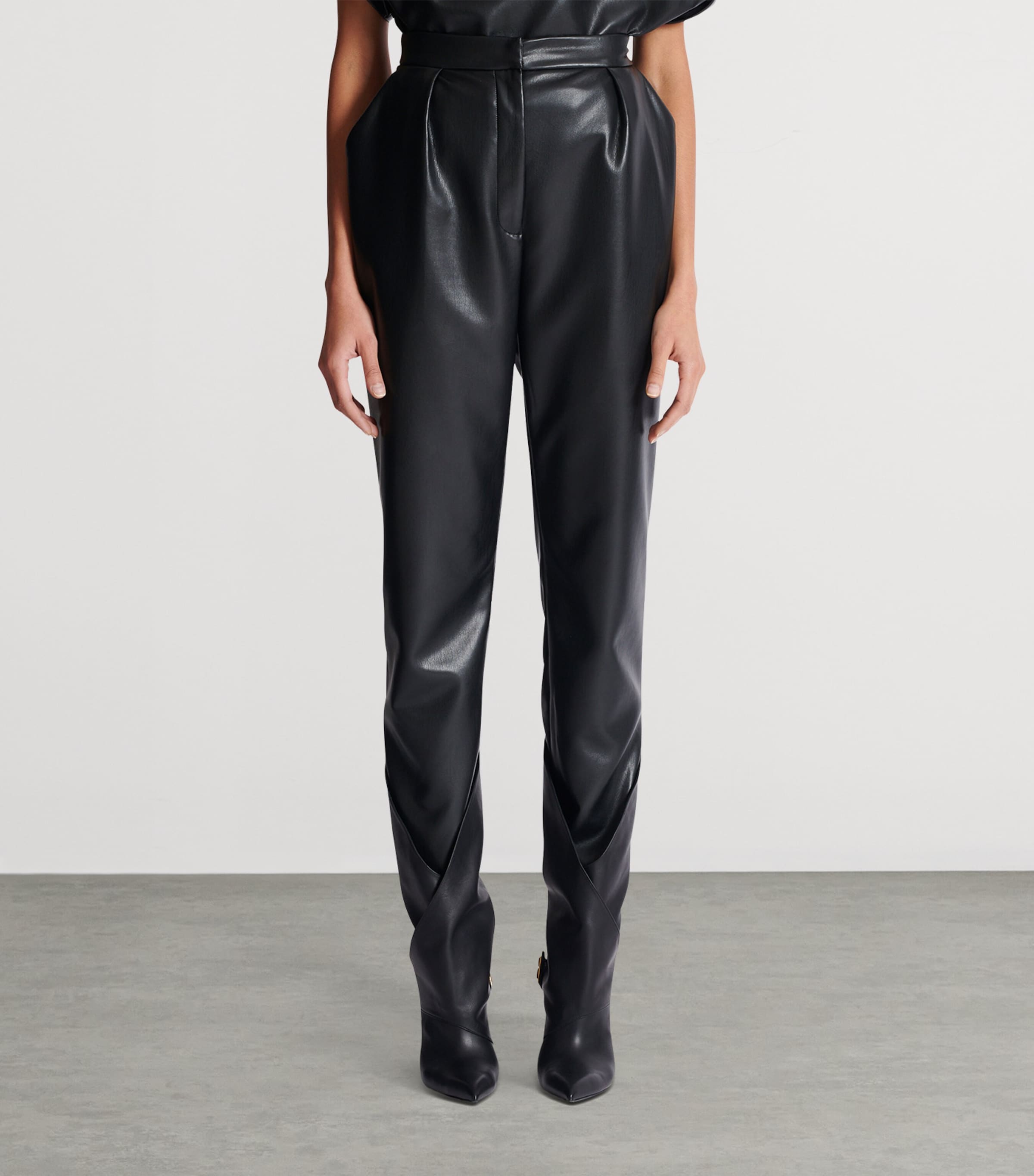 Faux Leather High-Rise Slim Trousers 0PA NOIR Image 4