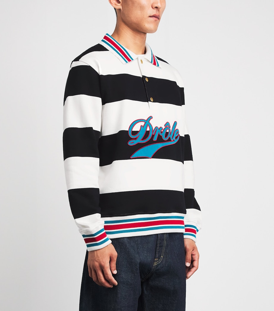 Drôle de Monsieur Mens Cotton Stripe Logo Shirt Off White Image 4