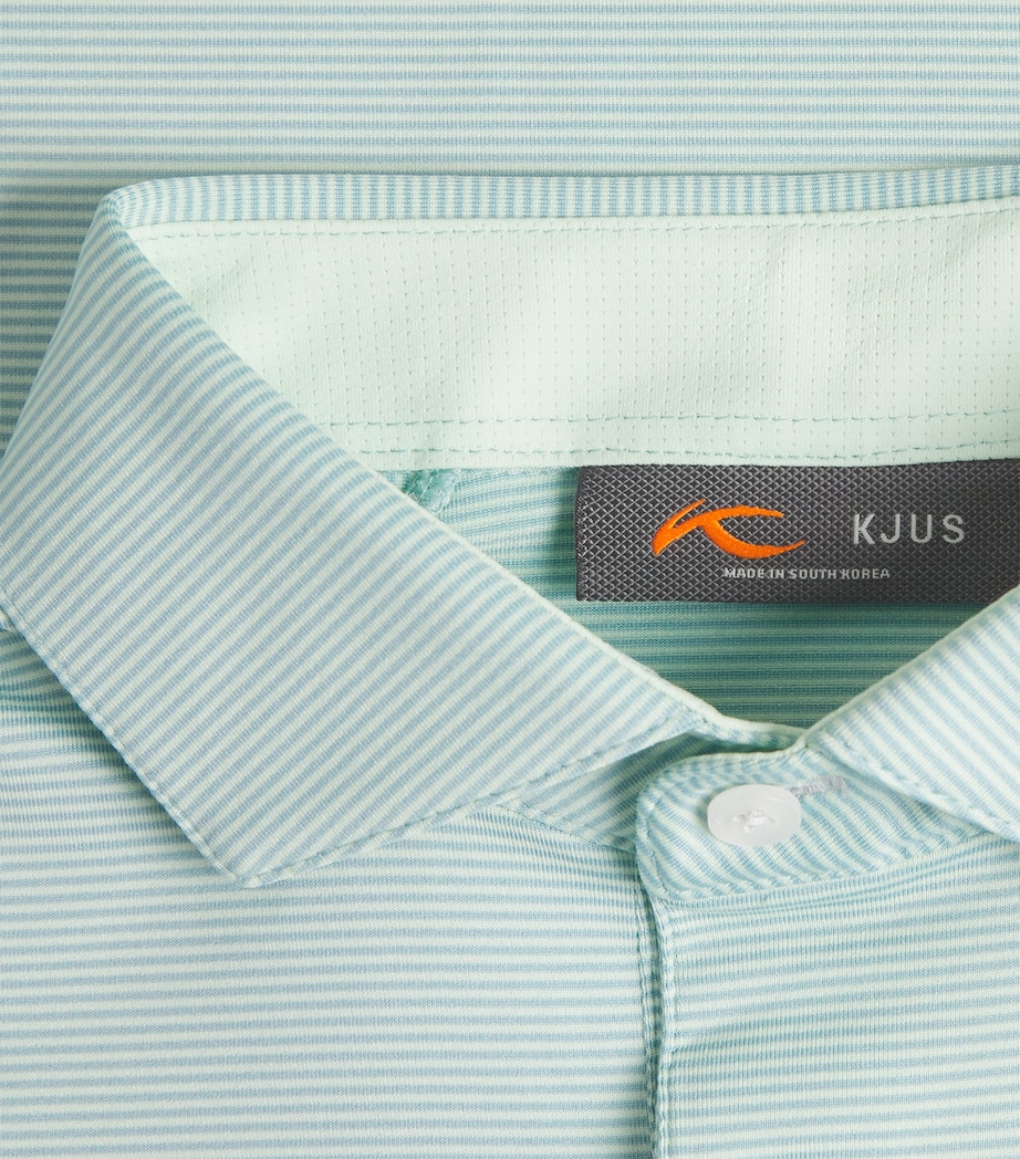 KJUS Mens Stripe Soren Golf Polo Shirt Agave/rivbk Image 6