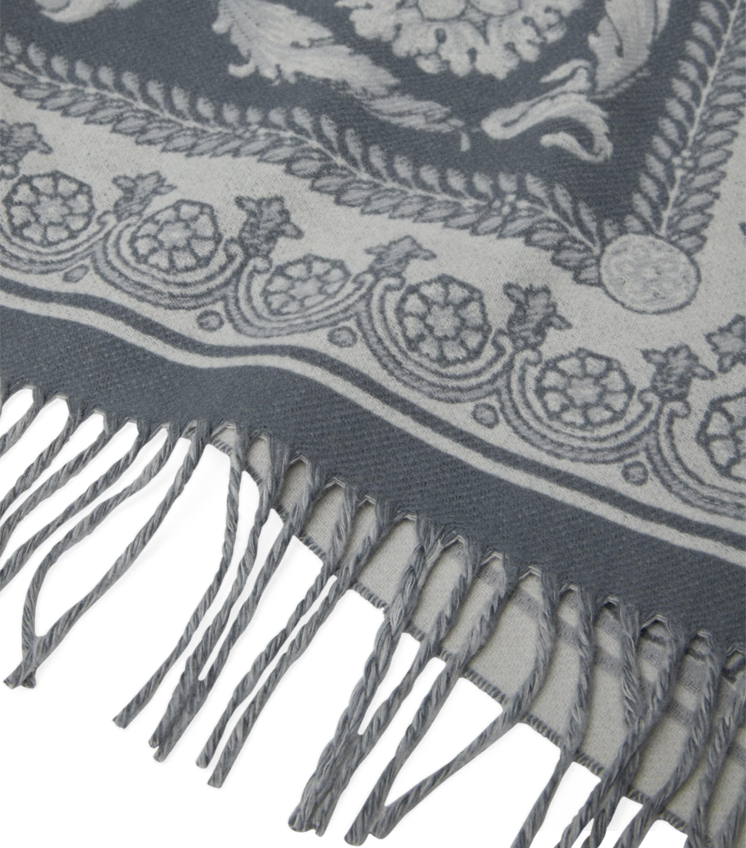 Versace Wool-Cashmere Crete de Fleur Throw Silver Image 3