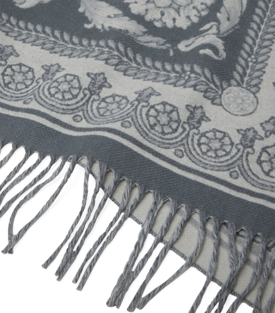 Versace Wool-Cashmere Crete de Fleur Throw Silver Image 3