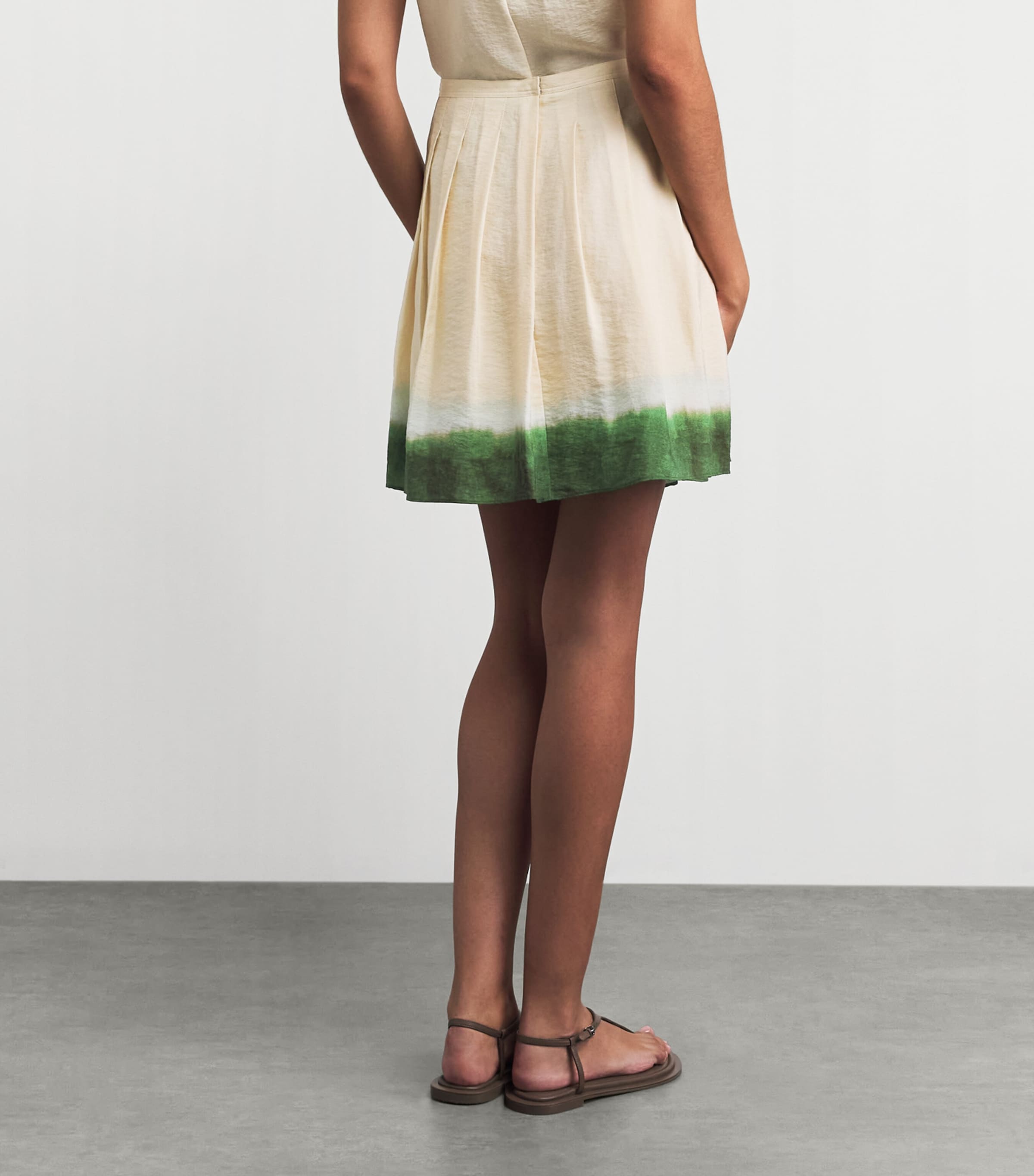 Vince Womens Dip Dye Pleated Midi Skirt Prclain/herba Image 5