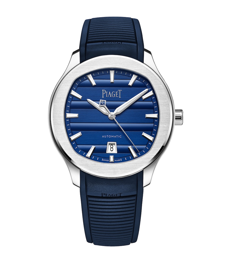 Piaget Stainless Steel Polo Signature Date Watch 42mm Blue
