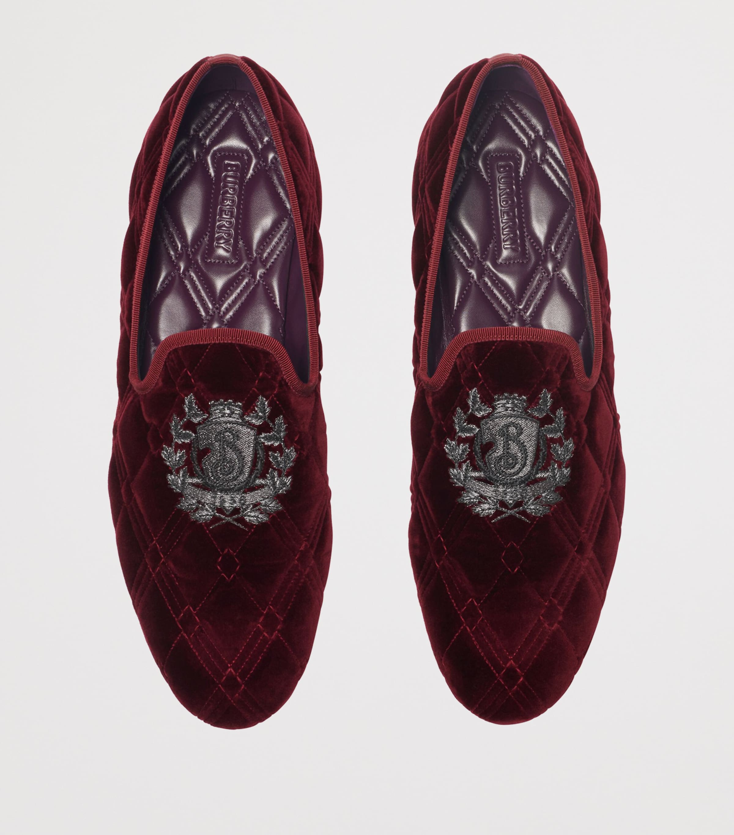Velvet Quilted Estate Slippers WINE RED Image 2