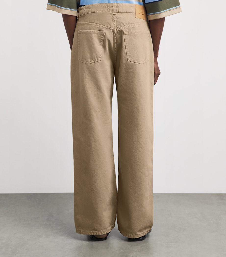 AMI Paris Mens Mid-Rise Large-Fit Jeans Beige Taupe Image 5