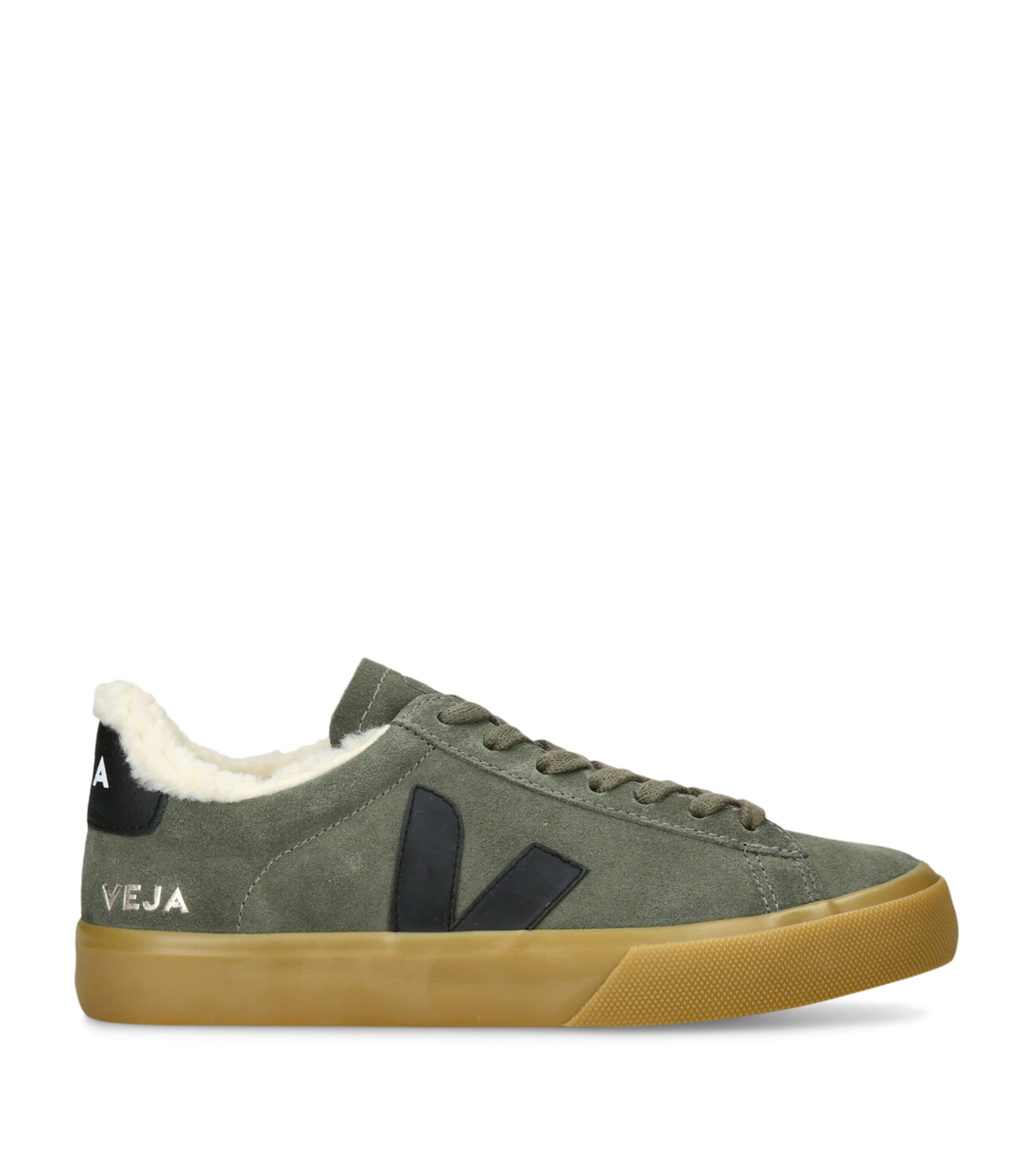Veja Campo Suede Shearling Sneakers In Green