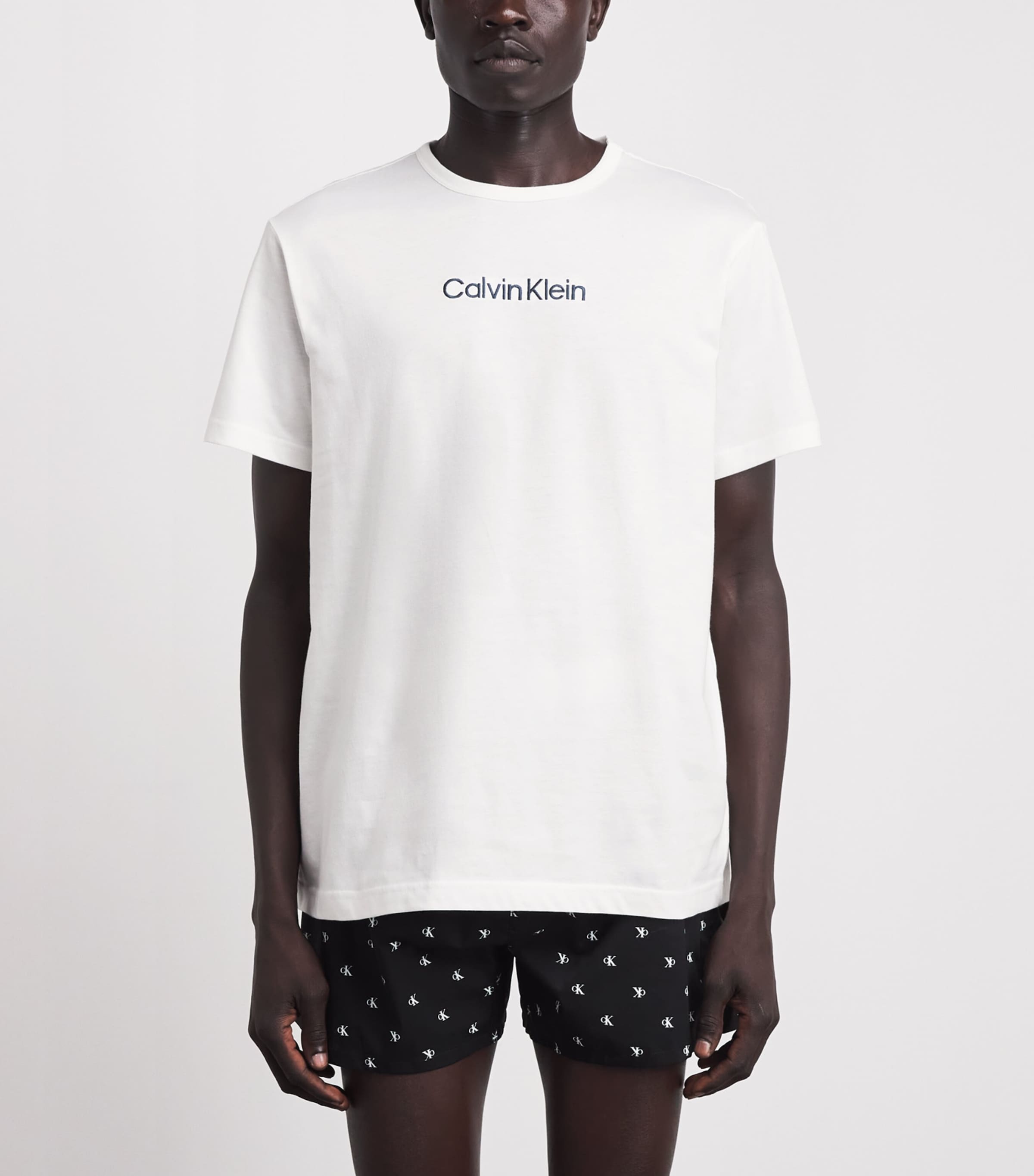 Calvin Klein Mens Cotton Logo Pyjama Top White Image 4