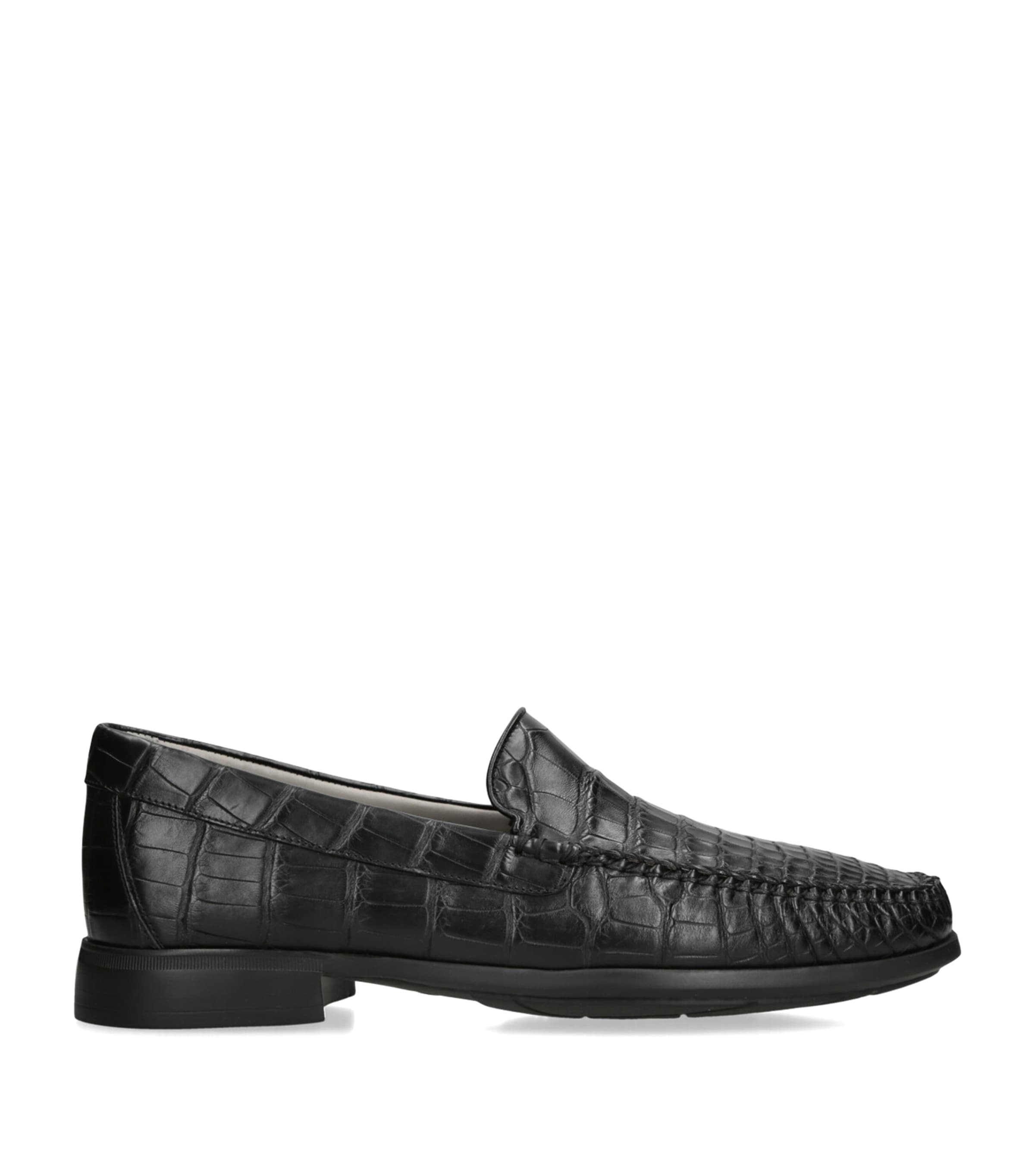 Brotini Alligator Leather Loafers In Black