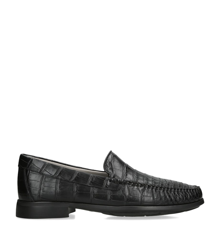 Brotini Alligator Leather Loafers Black Image 1