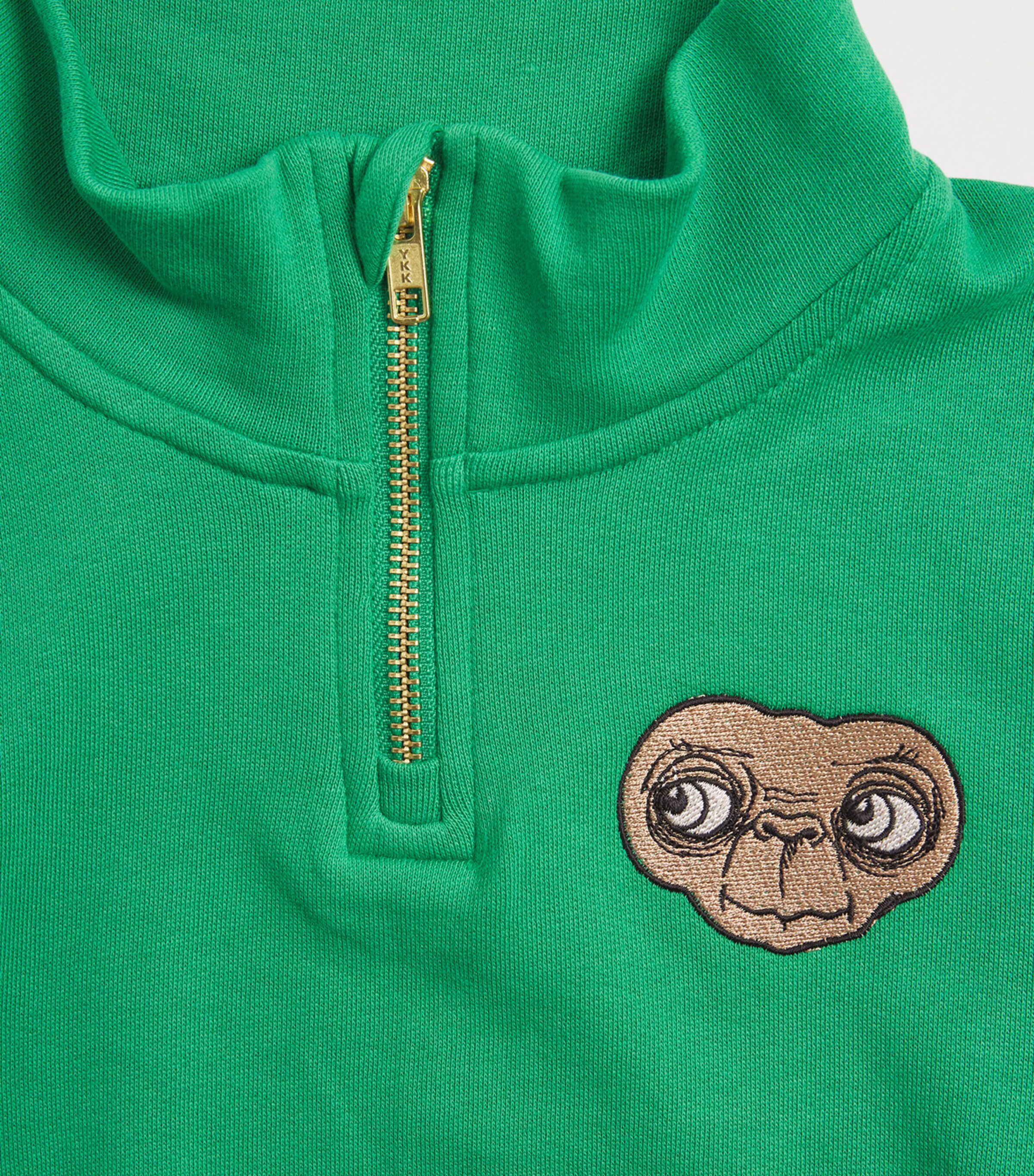 Mini Rodini x E.T. Organic Cotton Half-Zip Sweatshirt (3-11 Years) Green Image 4