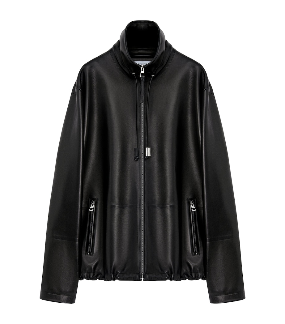 LOEWE Mens Leather Track Jacket Black Image 1