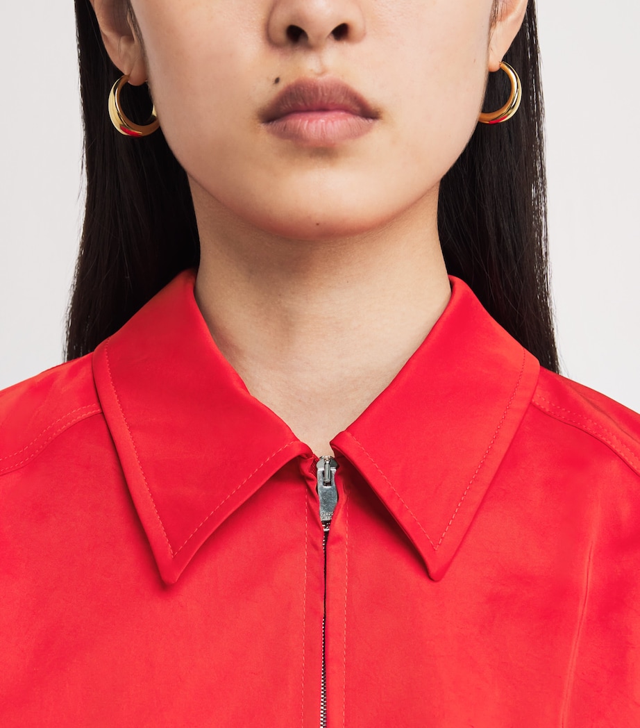 Satin Drawstring-Hem Jacket RED Image 6