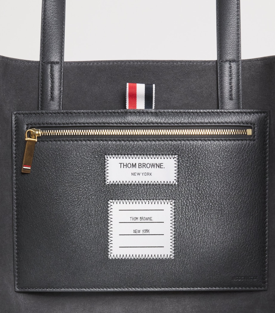 Thom Browne Leather Cabas Tote Bag Black Image 5