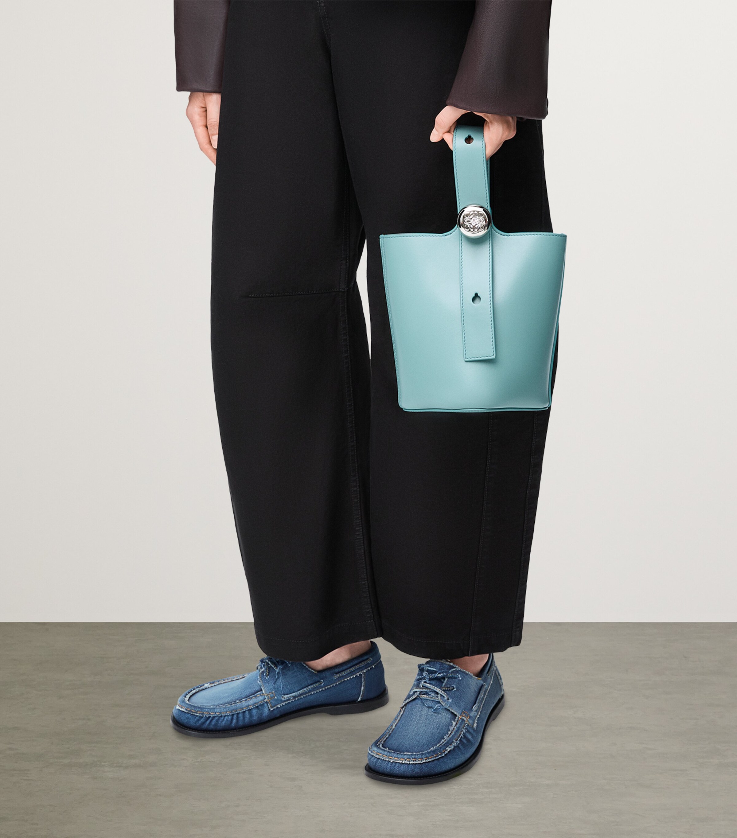 LOEWE Blue Mini Leather Pebble Bucket Bag | Harrods UK