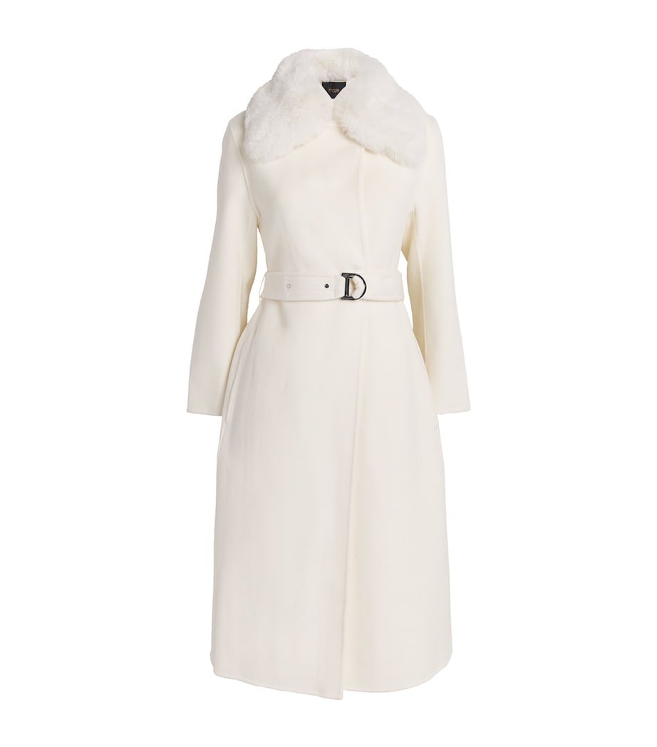 Wool-Blend Faux Fur Coat ECRU Image 1