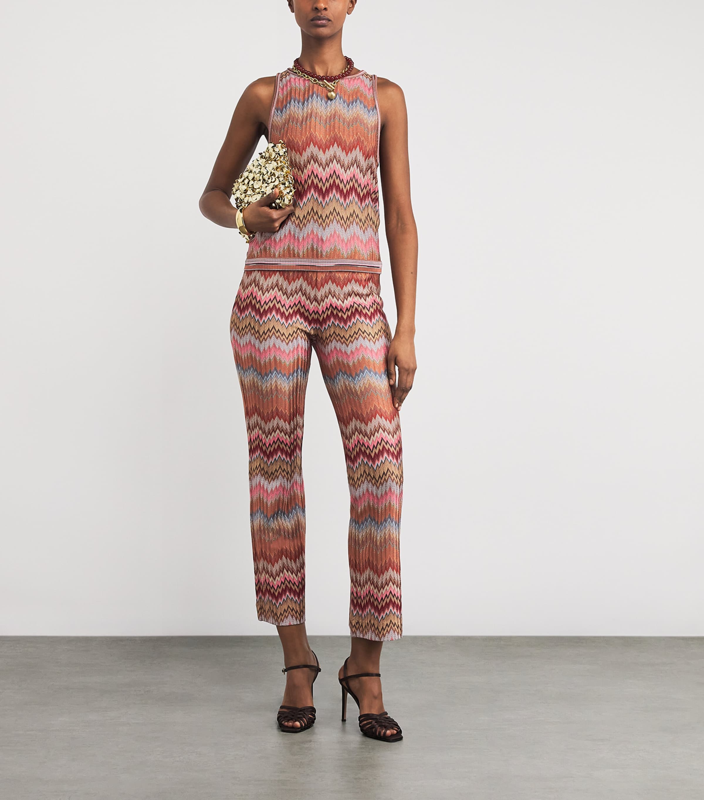 Snake Chevron Bootcut Trousers SM9Y1 PINK/RUST TONE Image 2