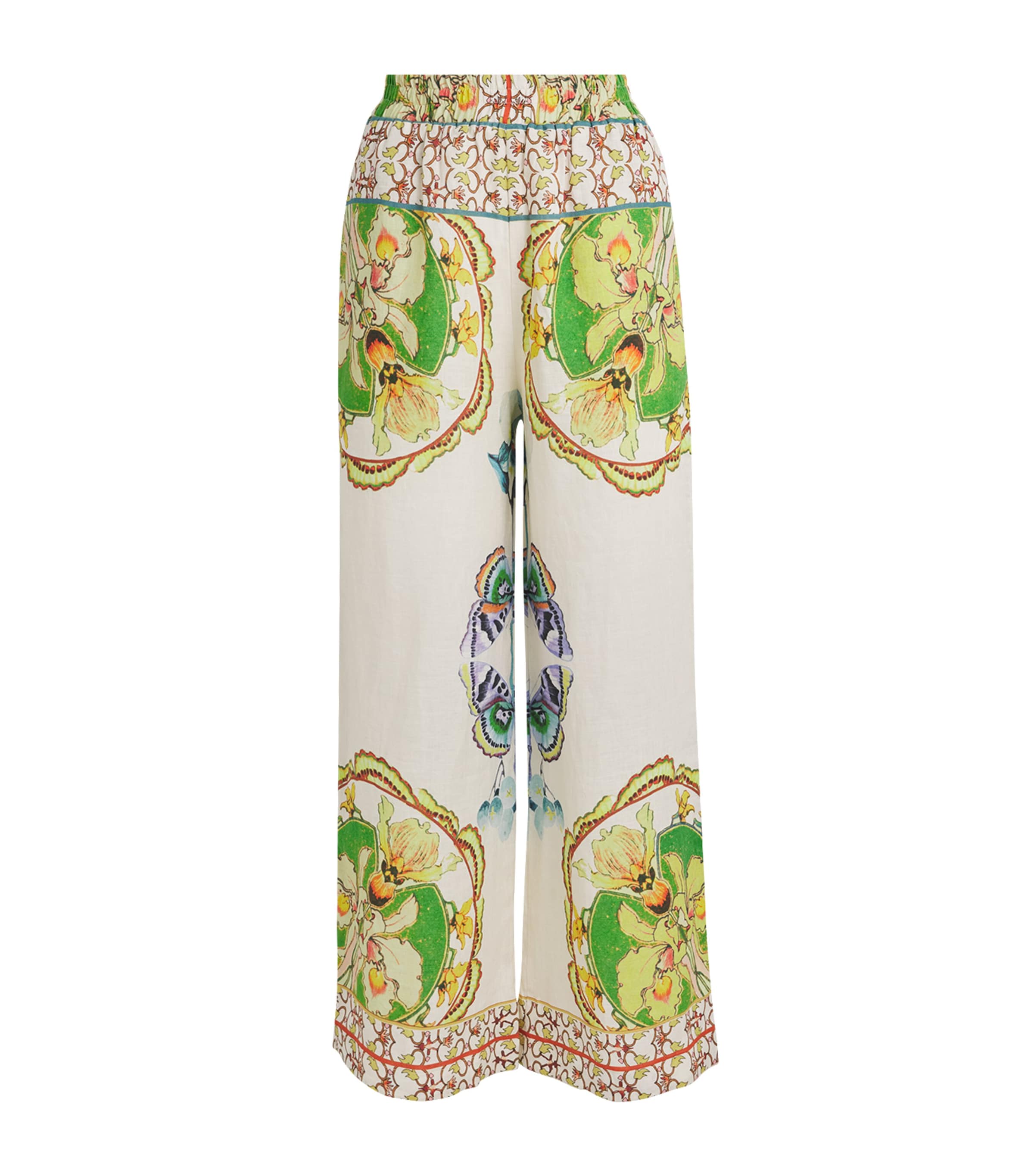 LUG VON SIGA Womens Printed Madison Wide-Leg Trousers Offwhite Multicolor Image 1