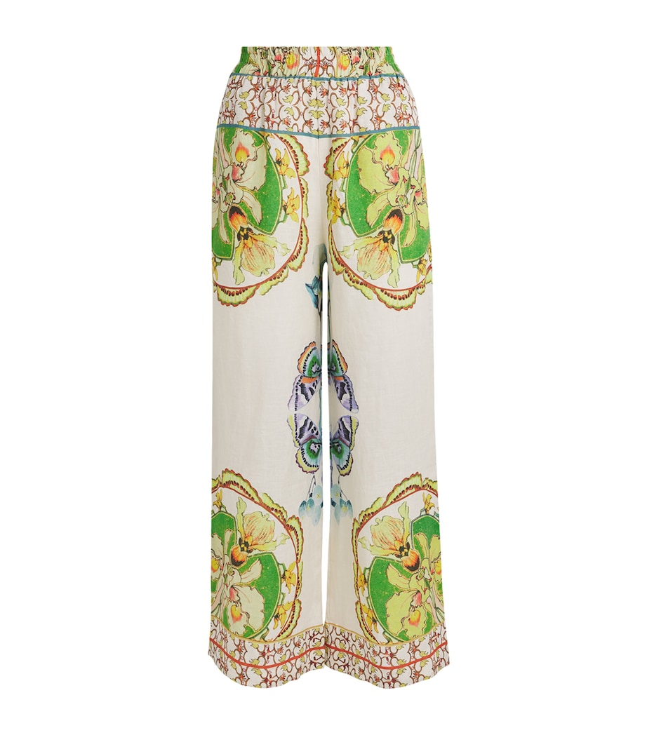 LUG VON SIGA Womens Printed Madison Wide-Leg Trousers Offwhite Multicolor Image 1