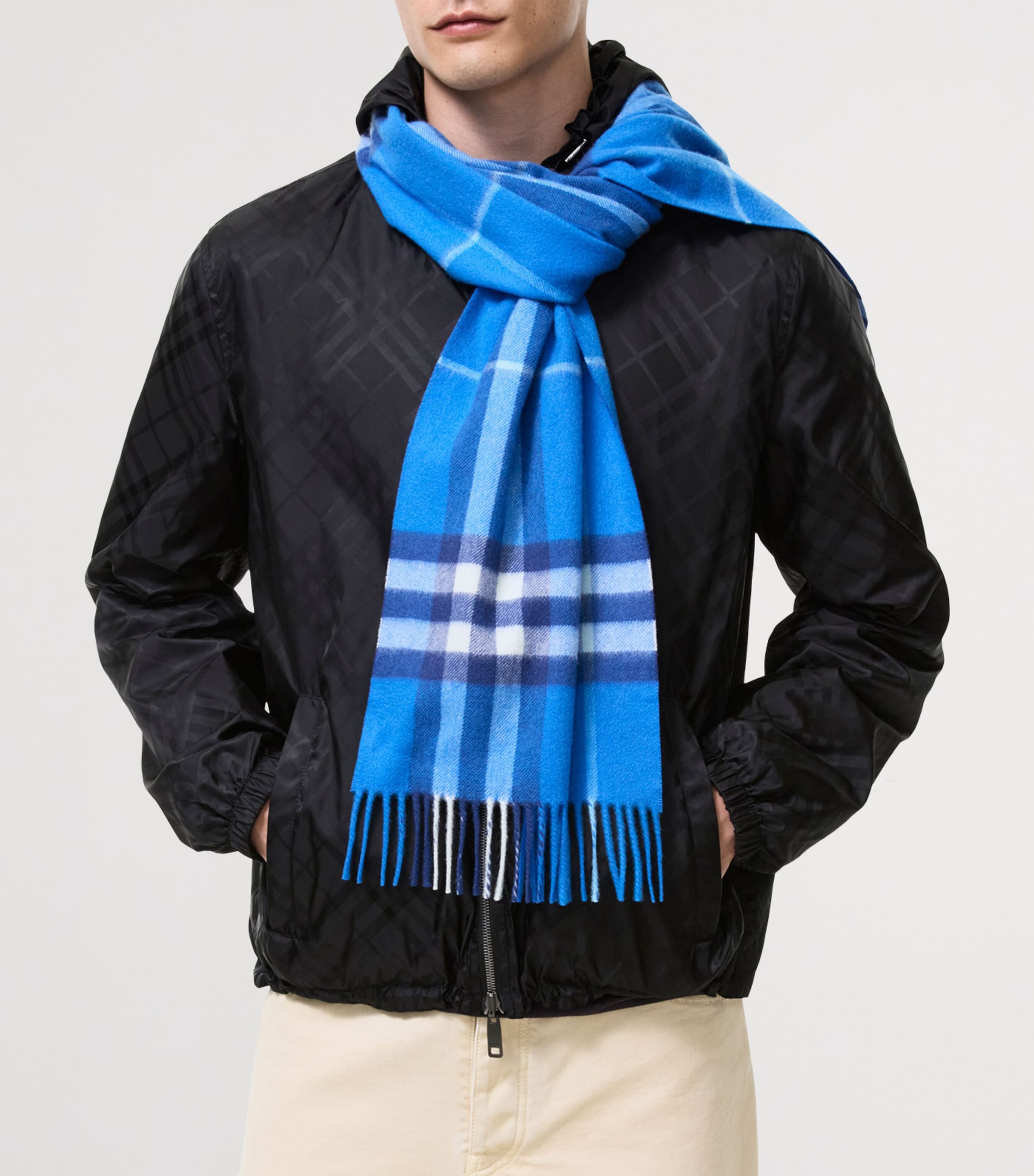 Burberry Cashmere Check Scarf Lido Blue Image 3