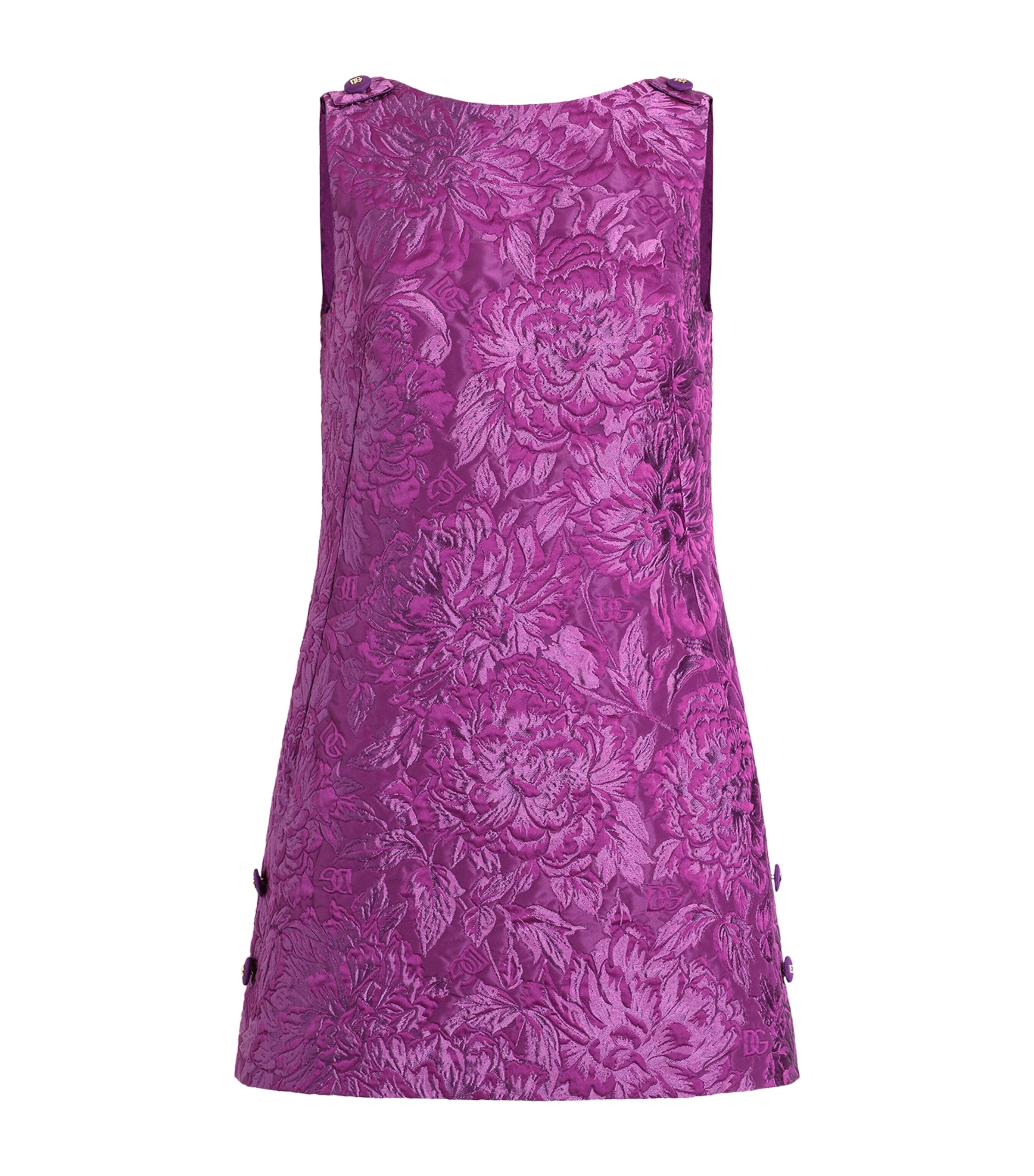 Dolce & Gabbana Mini Dress With Brocade Effect In Purple