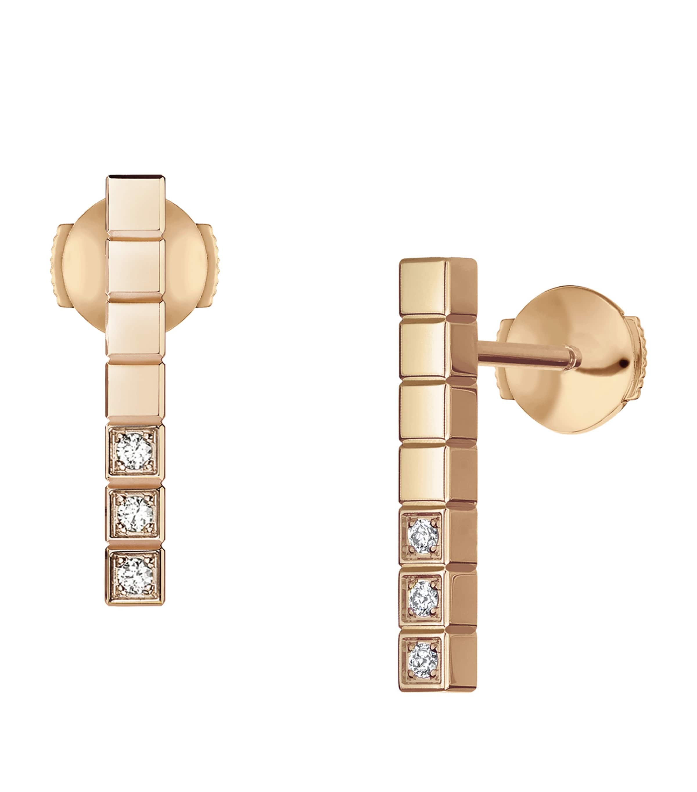 Rose Gold and Diamond Ice Cube Earrings 18K ROSE GOLD Image 2