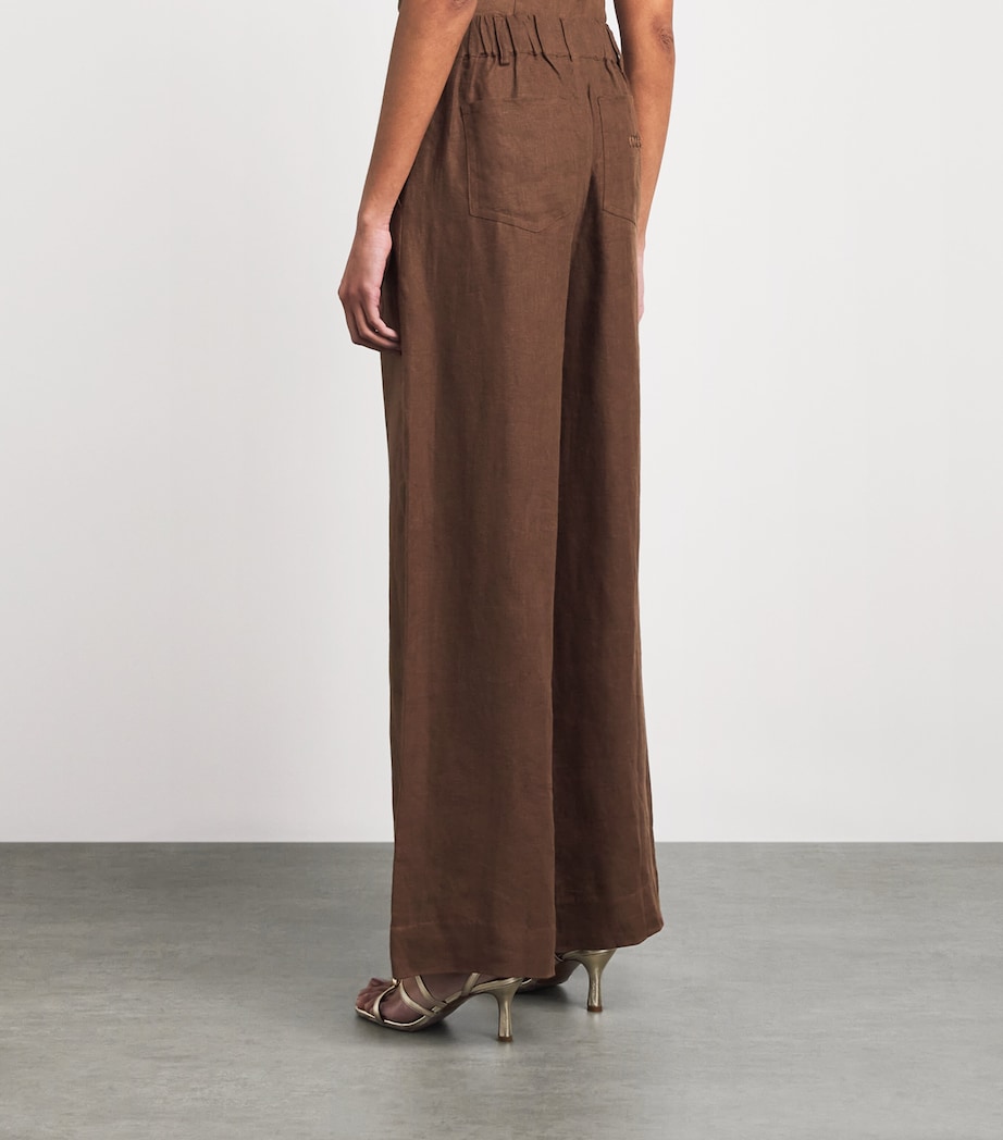 Maje Womens Linen Belted Trousers Brown Image 5