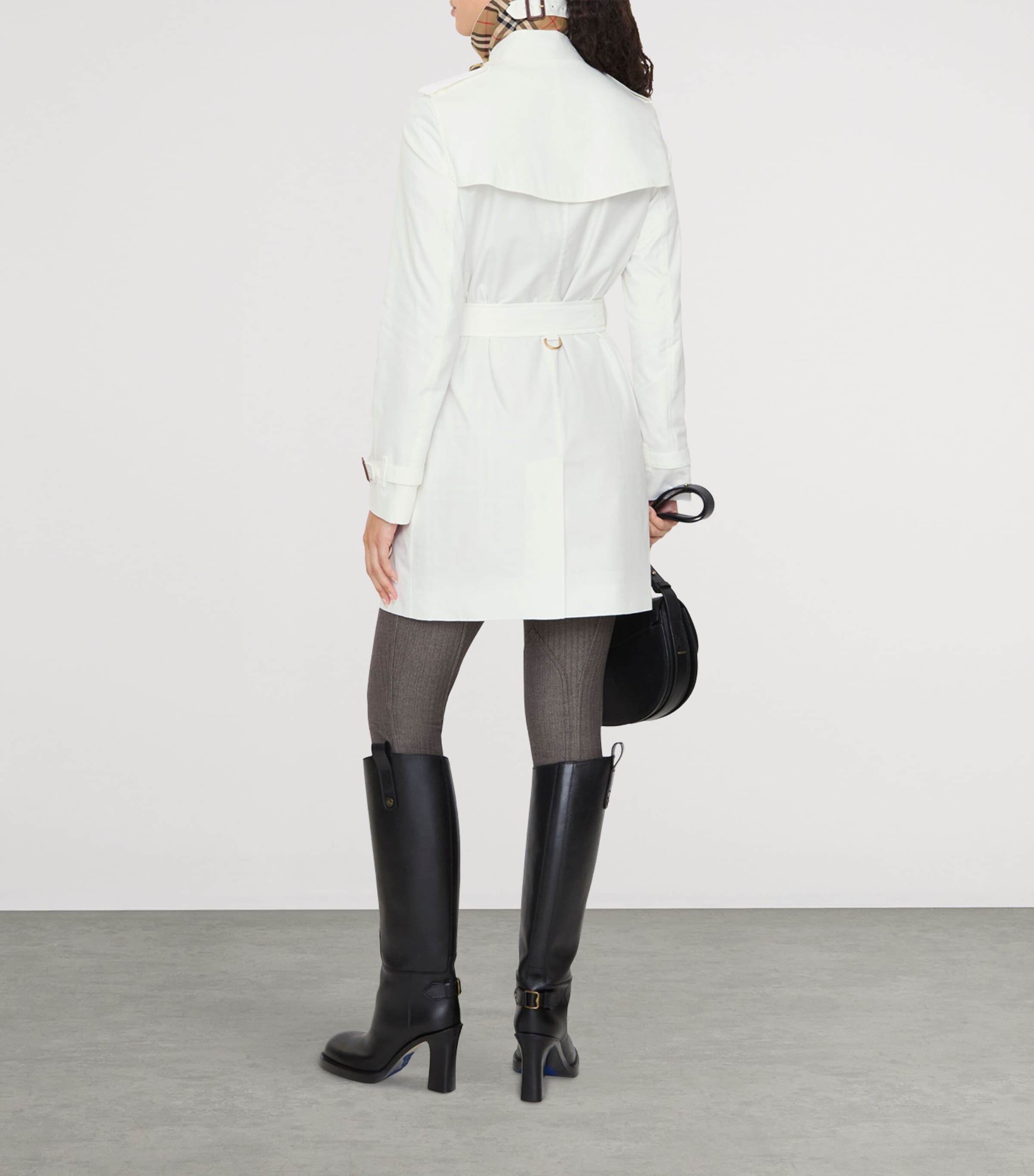Burberry Womens Short Tropical Gabardine Kensington Trench Coat Cotton Image 6