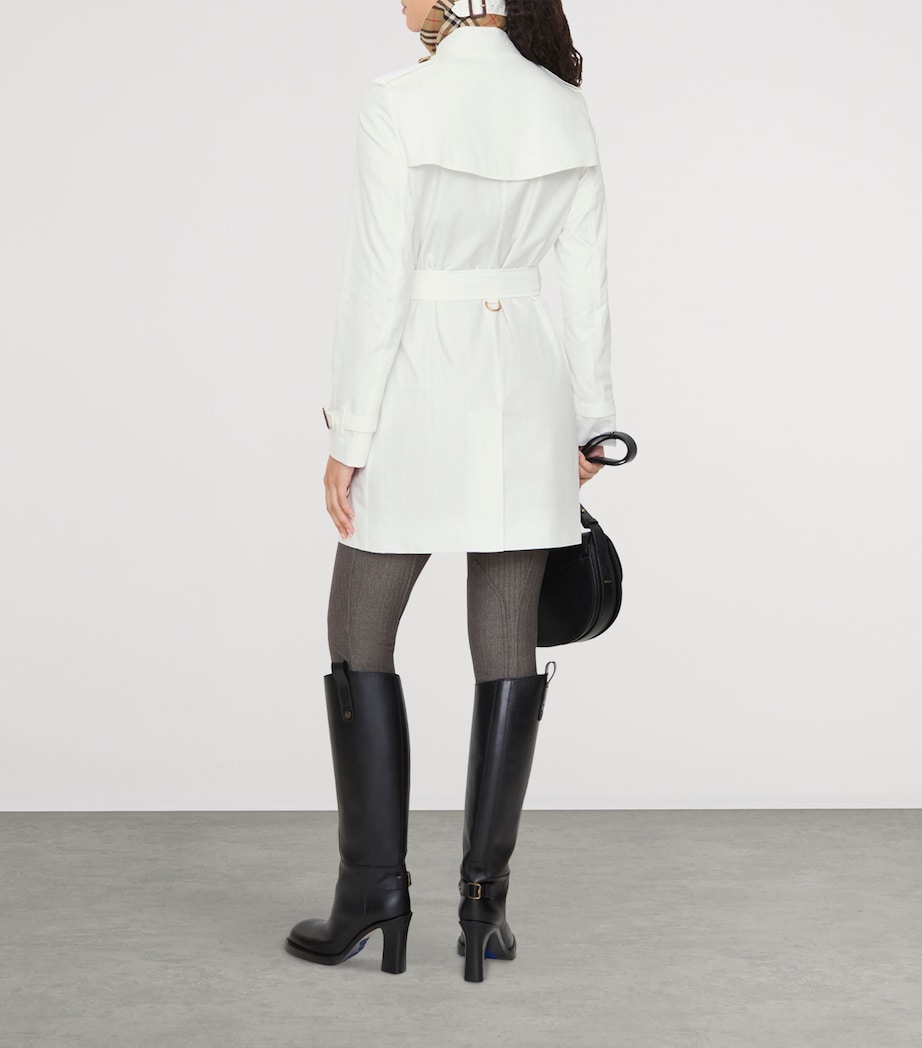 Burberry Womens Short Tropical Gabardine Kensington Trench Coat Cotton Image 6