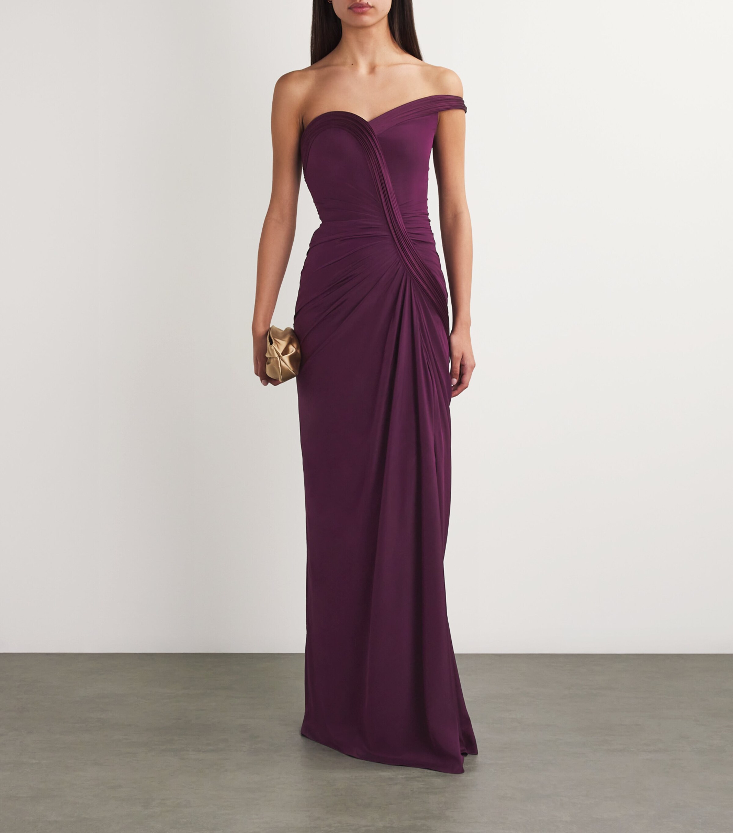 Gaurav Gupta Womens Silk Sculpted Athena Gown Aubergine Image 2