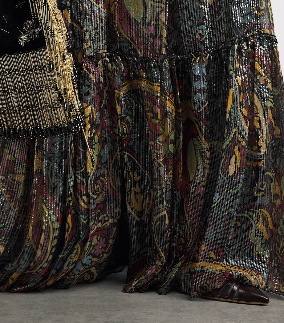 Etro Womens Silk-Blend Paisley Maxi Skirt Print/black Bs Image 3